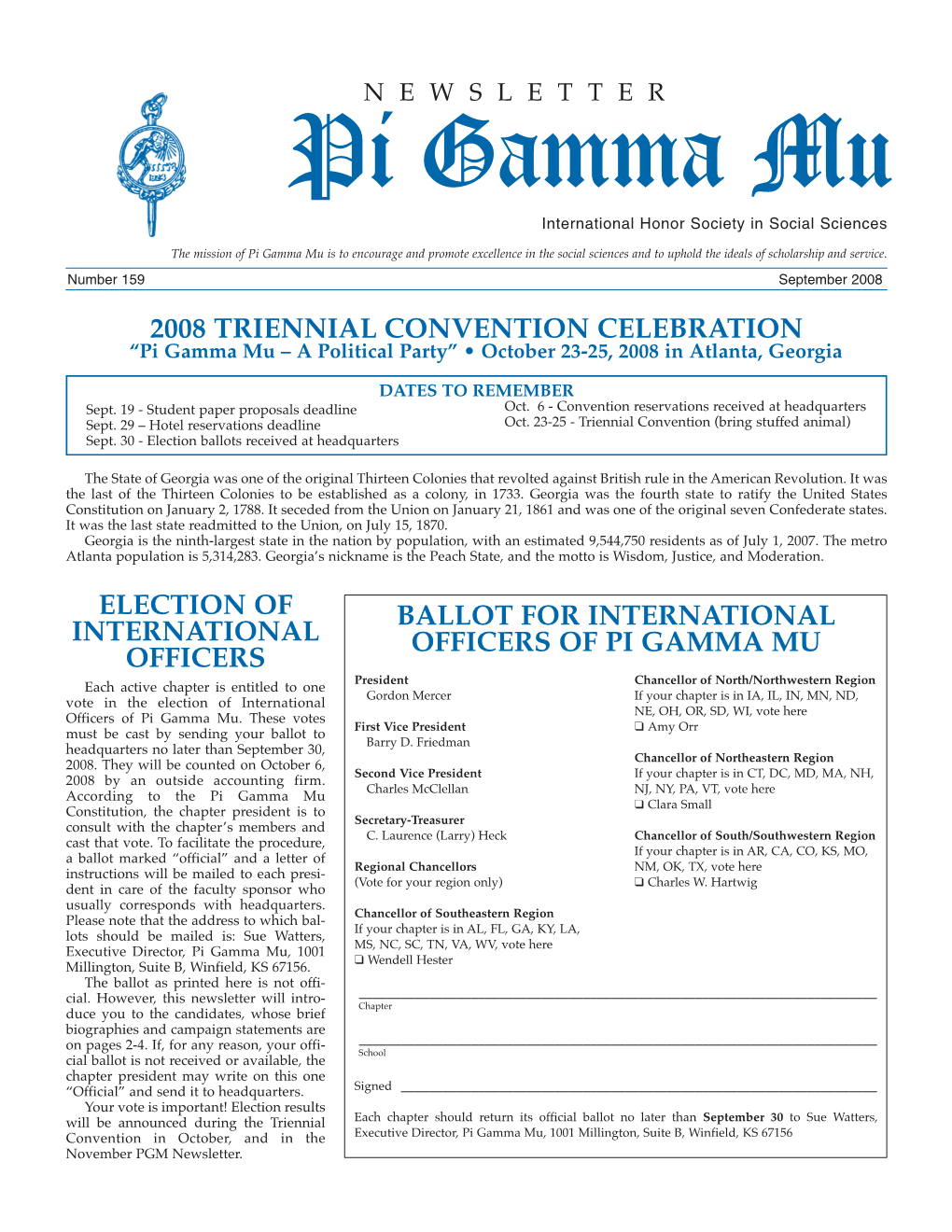 41063 Pi Gamma Newsletter