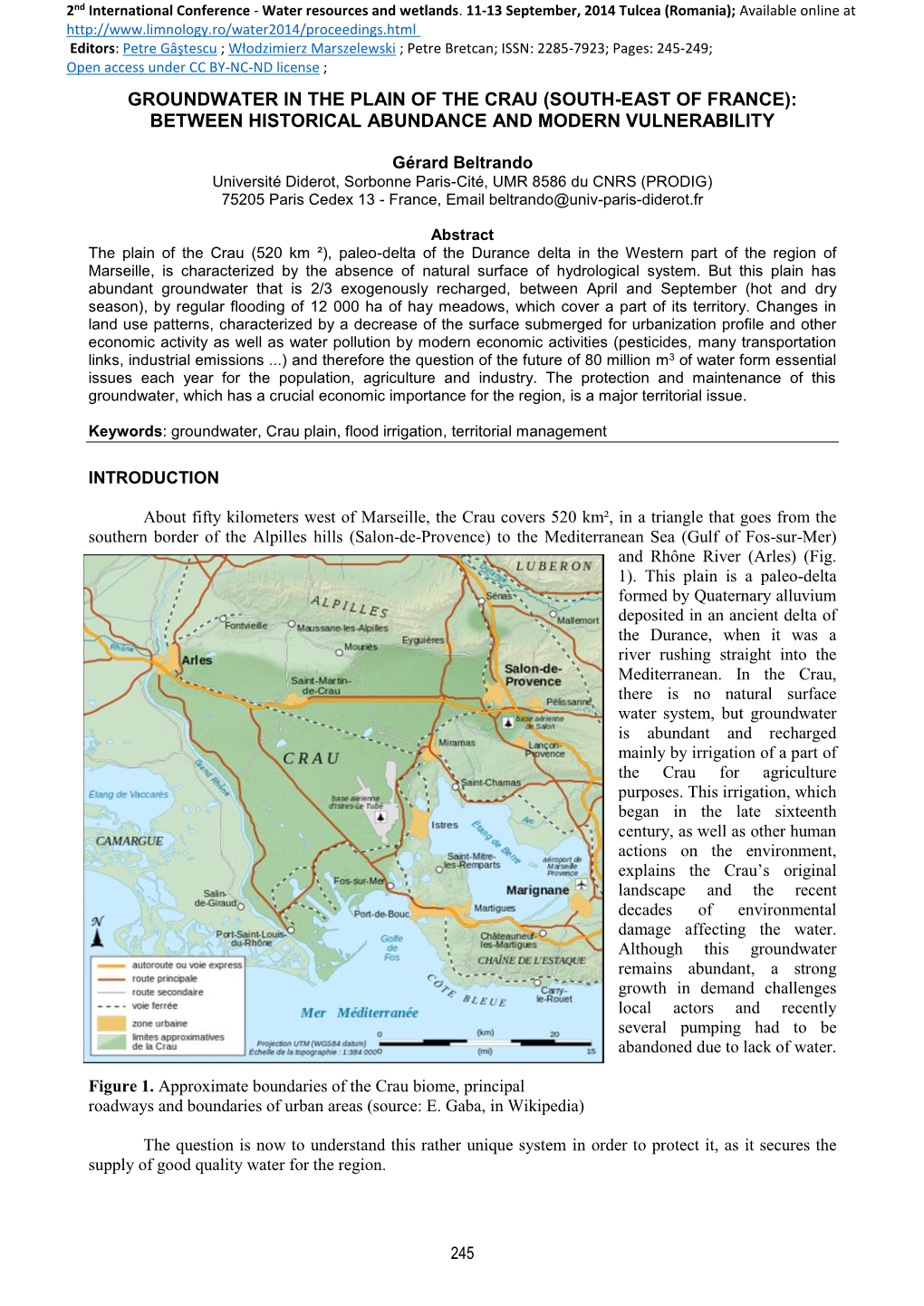 Groundwater in the Plain of the Crau (South-East of France): Between Historical Abundance and Modern Vulnerability