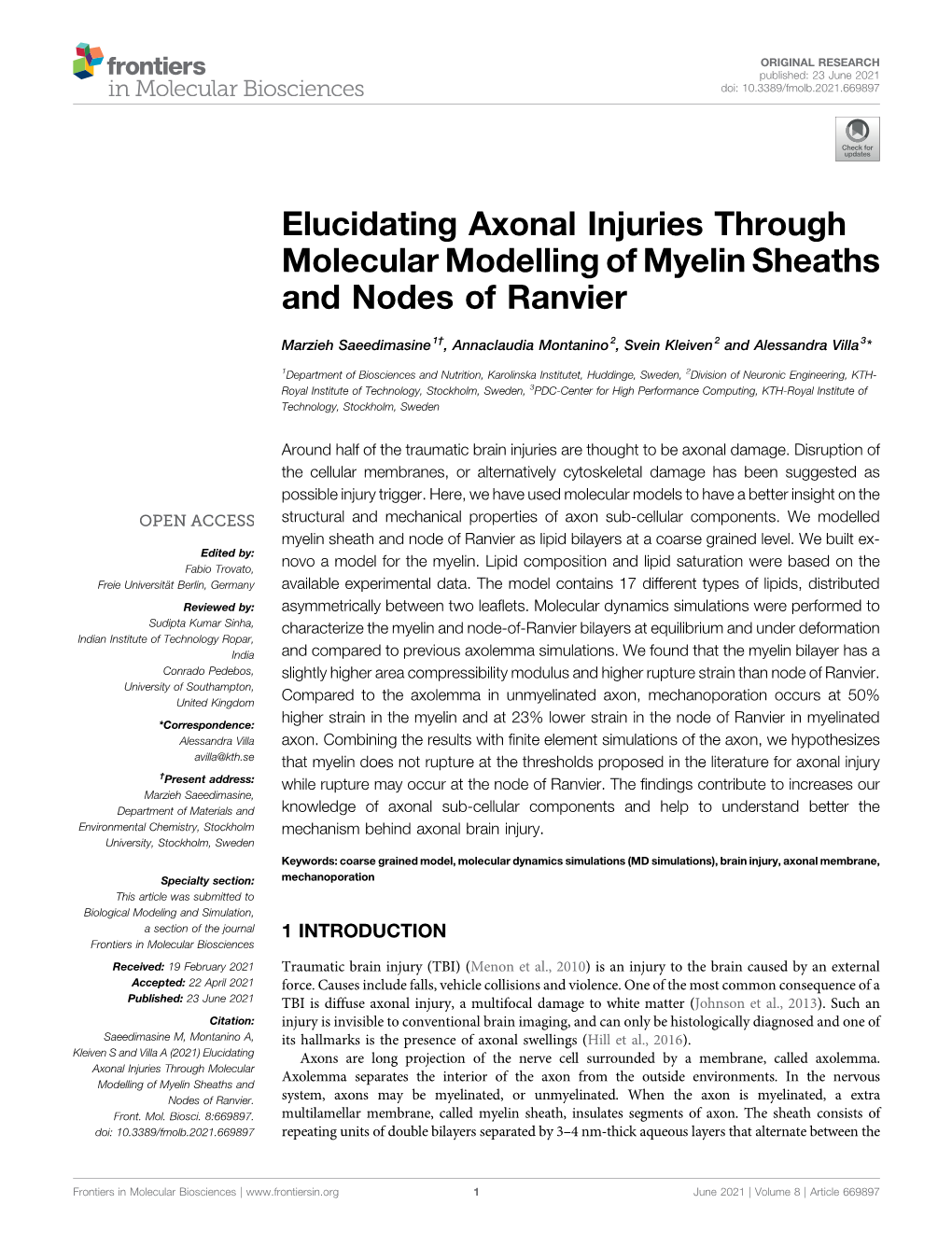 Elucidating Axonal Injuries Through Molecular Modelling of Myelin Sheaths and Nodes of Ranvier