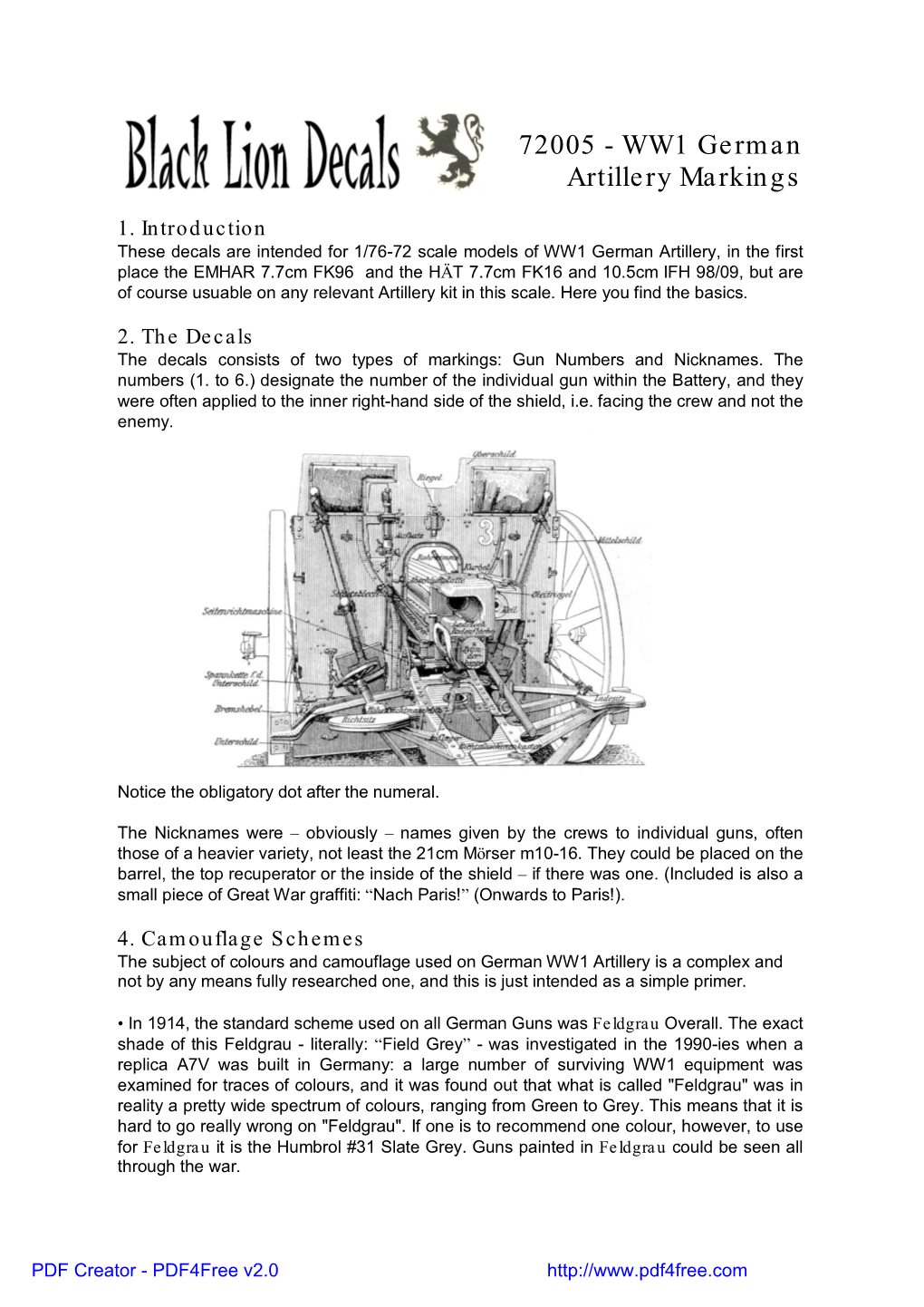 72005 - WW1 German Artillery Markings