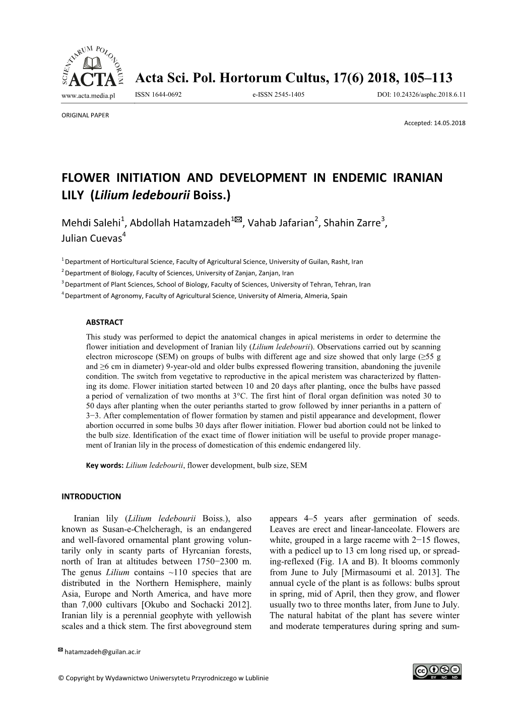 Acta Sci. Pol. Hortorum Cultus, 17(6) 2018, 105–113 ISSN 1644-0692 E-ISSN 2545-1405 DOI: 10.24326/Asphc.2018.6.11