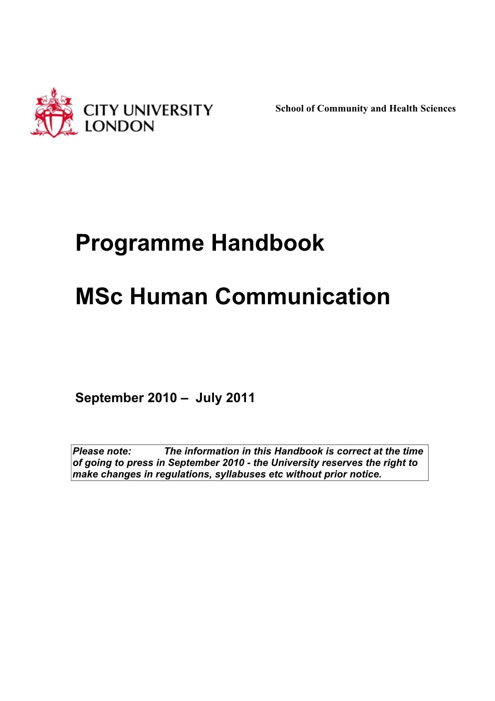 Msc Human Communication