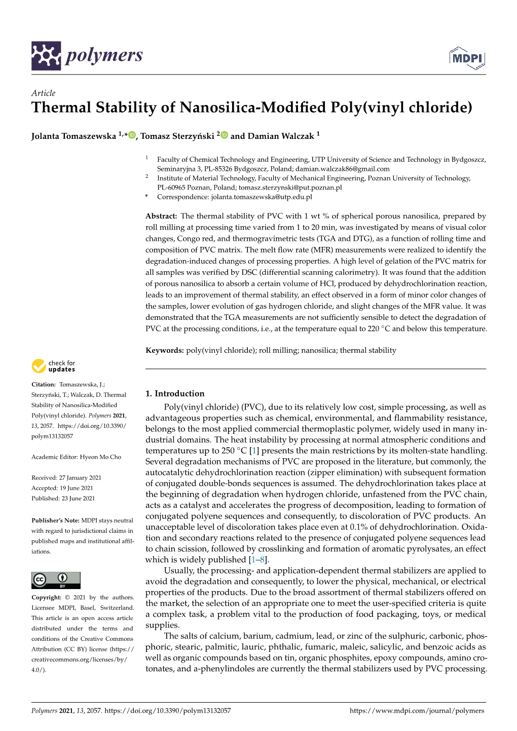 Thermal Stability of Nanosilica-Modified Poly(Vinyl Chloride)