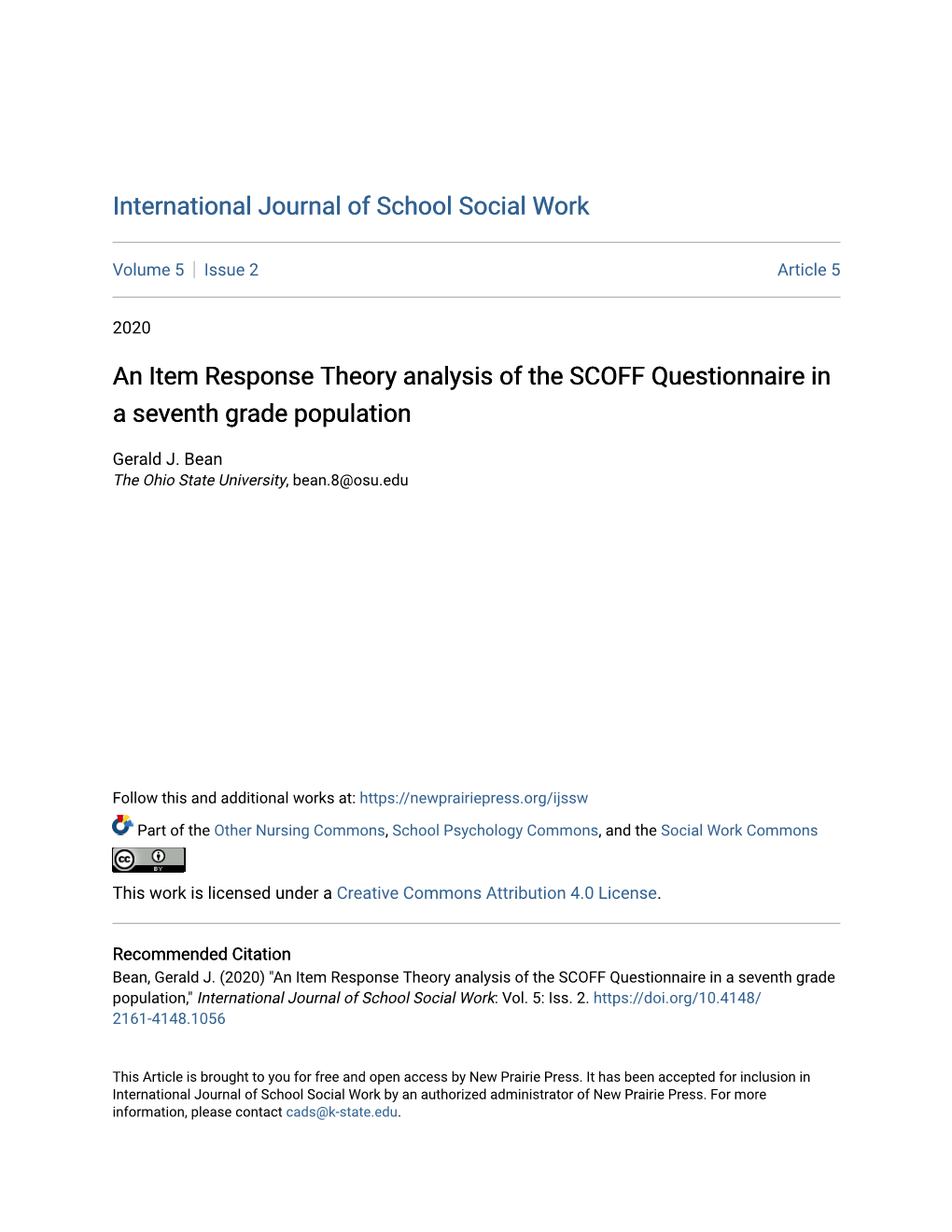 An Item Response Theory Analysis of the SCOFF Questionnaire in a Seventh Grade Population
