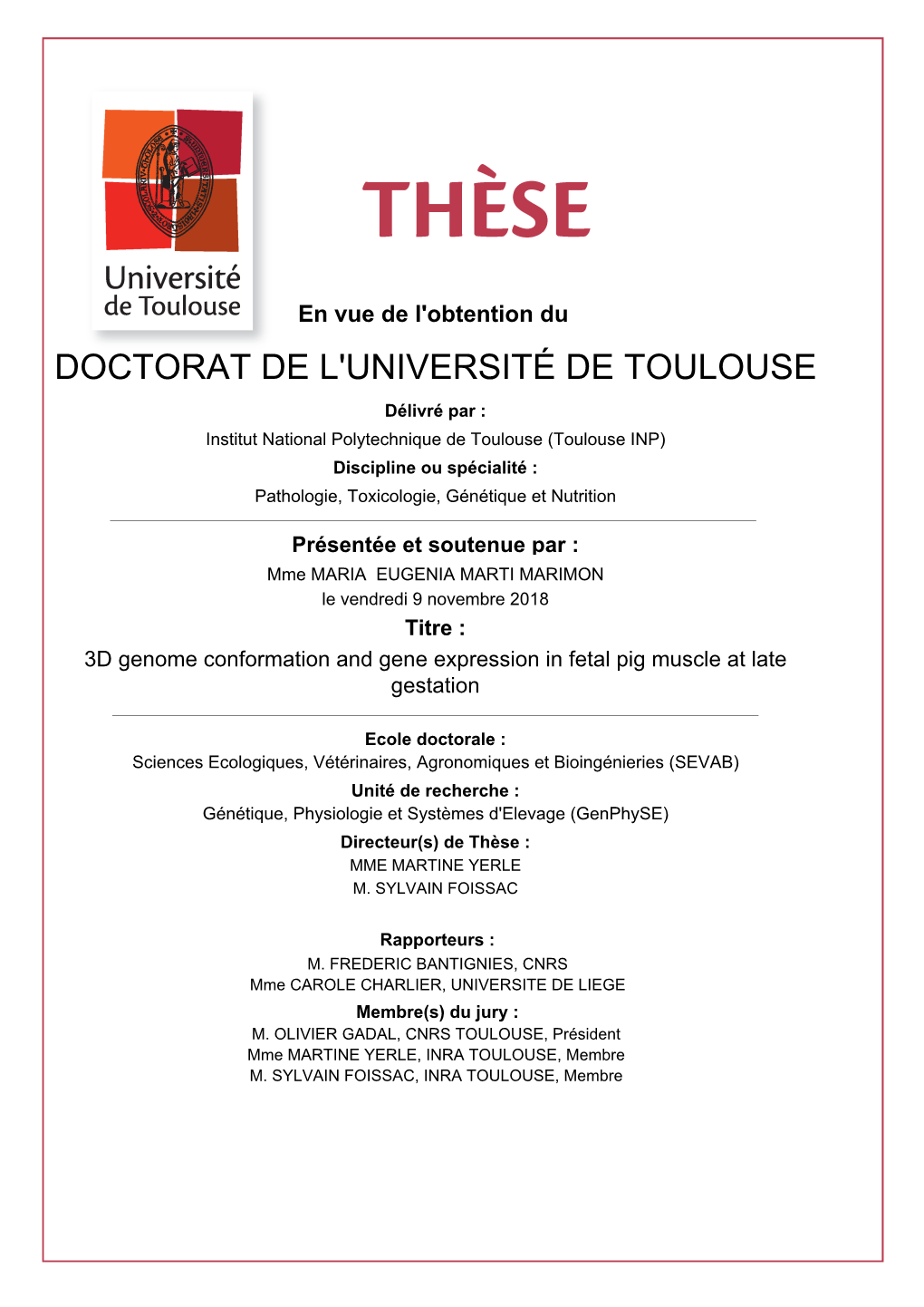 Doctorat De L'université De Toulouse