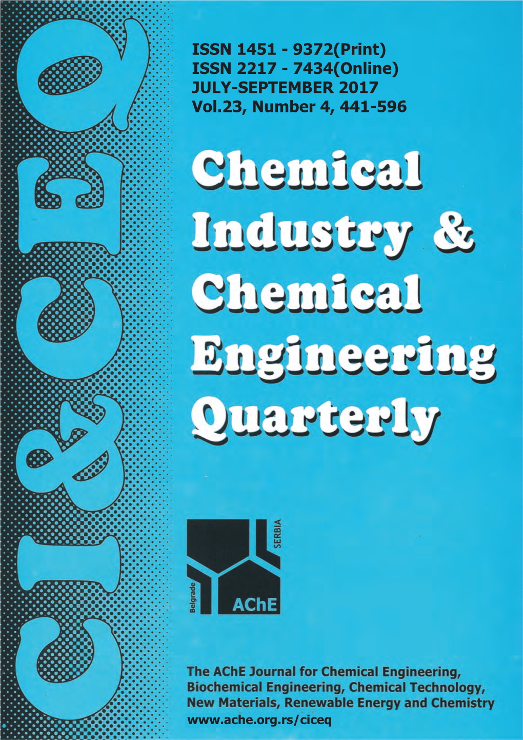 ISSN 1451 - 9372(Print) ISSN 2217 - 7434(Online) JULY-SEPTEMBER 2017 Vol.23, Number 4, 441-596