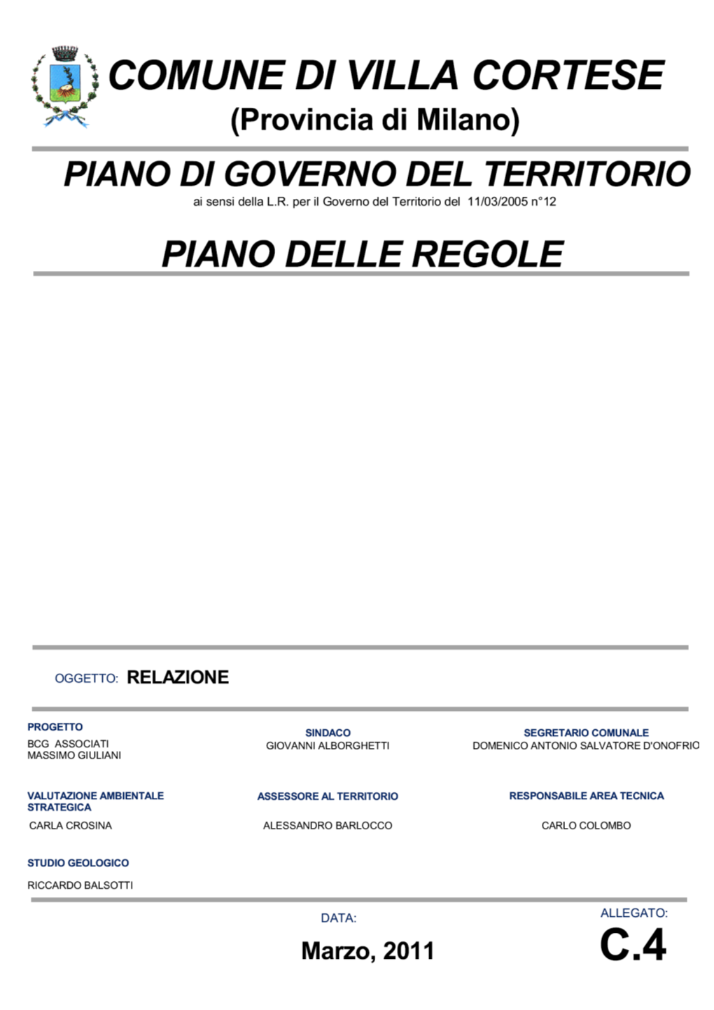 Comune Di Villa Cortese Piano Di Governo Del Territorio