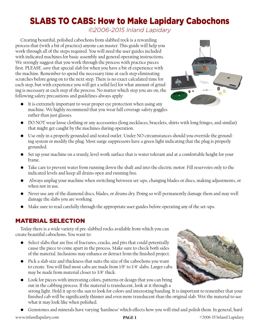 SLABS to CABS: How to Make Lapidary Cabochons ©2006-2015 Inland Lapidary