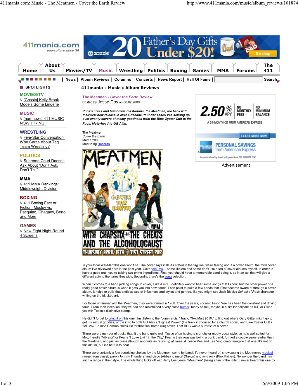 411Mania.Com: Music - the Meatmen - Cover the Earth Review