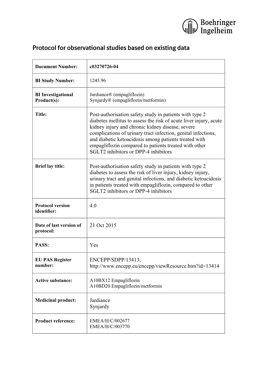 Post-Authorisation Safety Study in Patients with Type 2 Diabetes