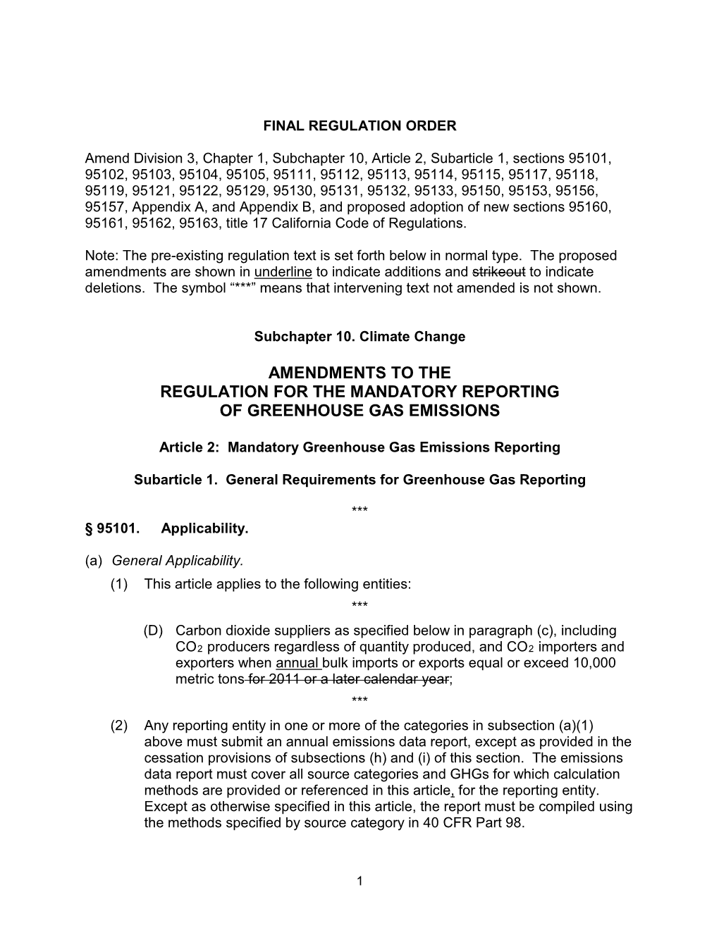 MRR Final Regulation Order