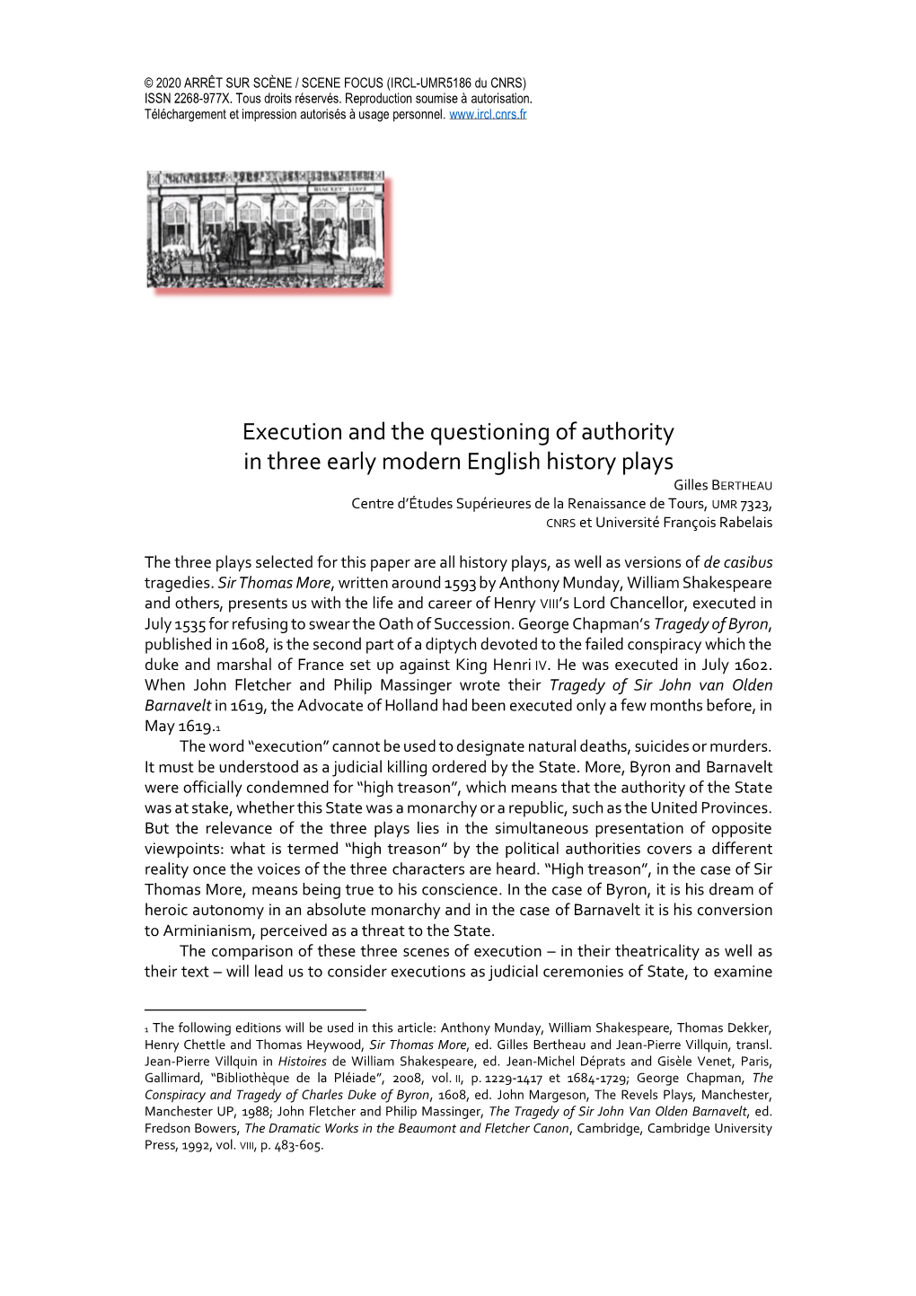 Execution and the Questioning of Authority in Three Early