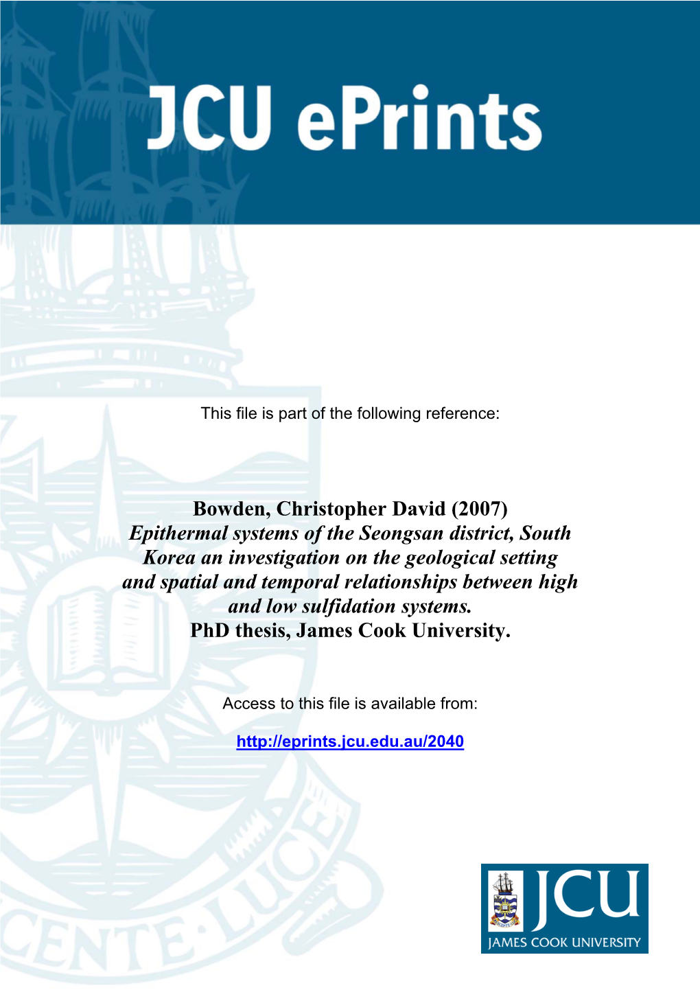 (2007) Epithermal Systems of the Seongsan District, South Korea An