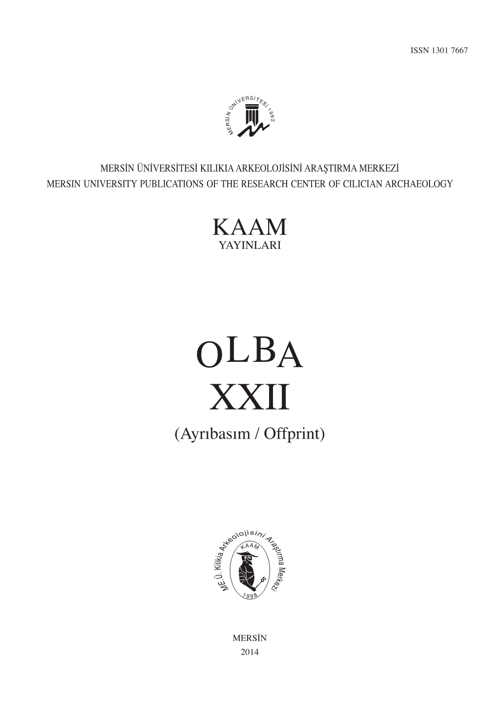 OLBA XXII (Ayrıbasım / Offprint)