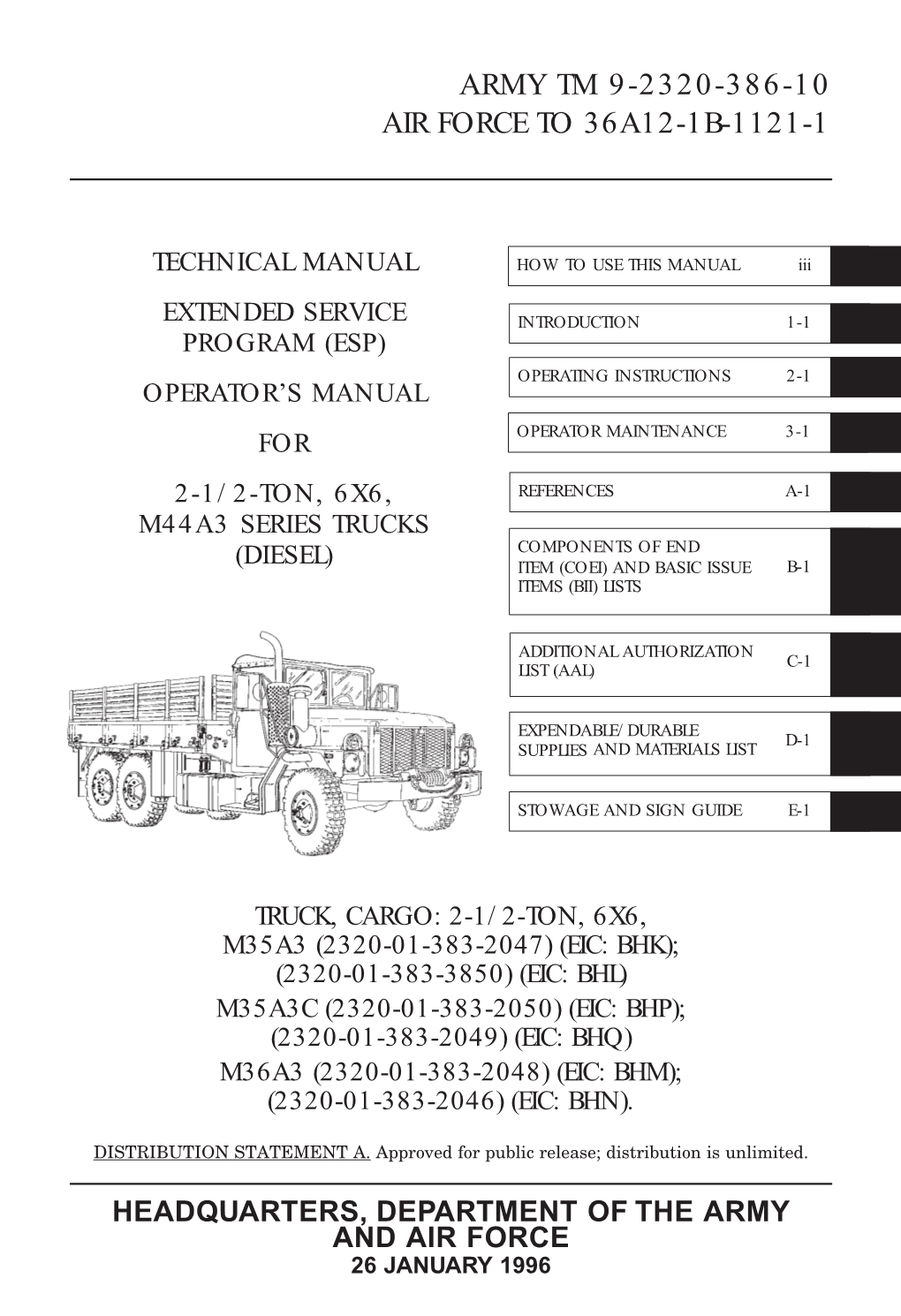 TM-9-2320-386-10 Operator's Manual M35A3 2,5 Ton