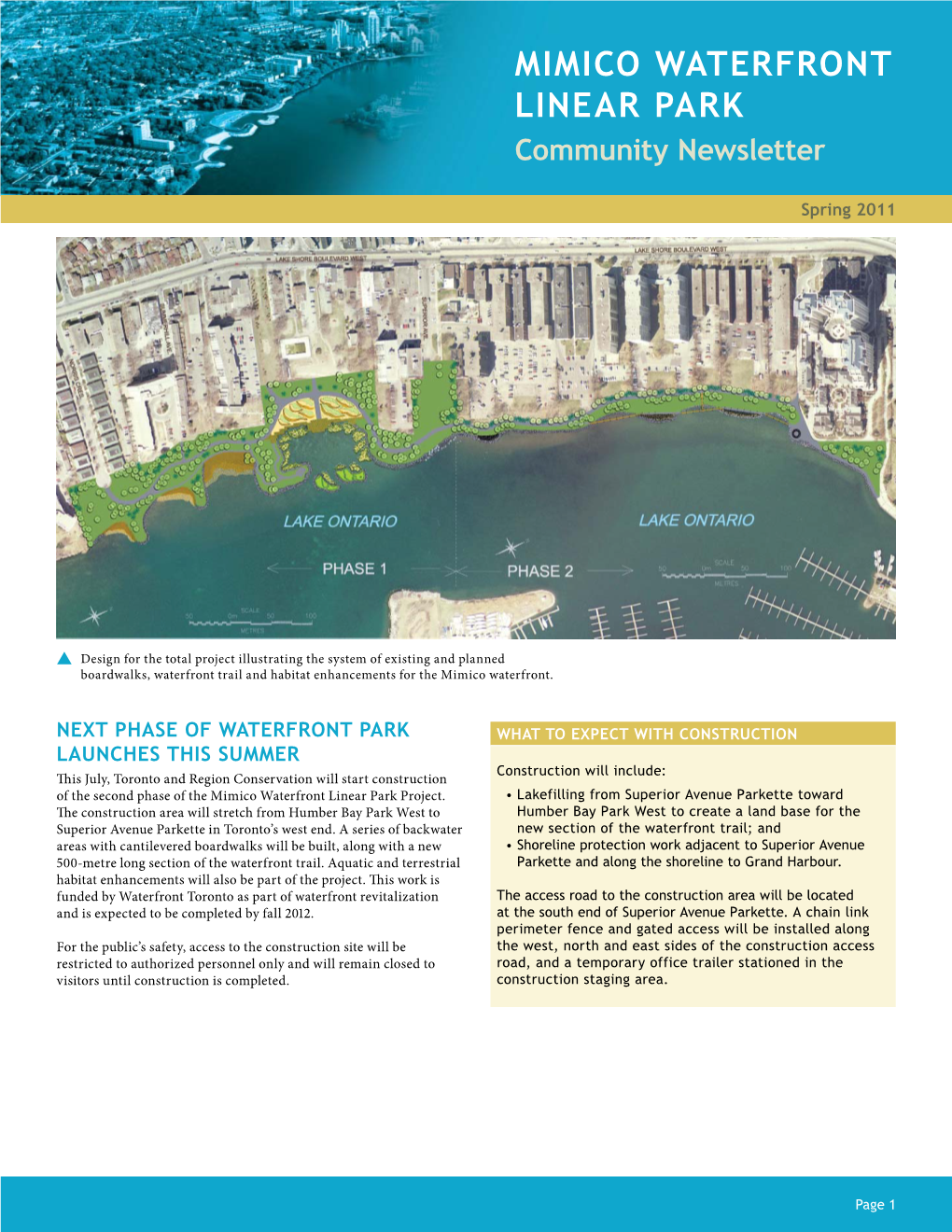 MIMICO WATERFRONT LINEAR PARK Community Newsletter