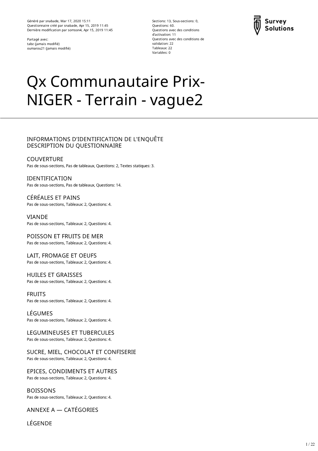 Qx Communautaire Prix- NIGER - Terrain - Vague2