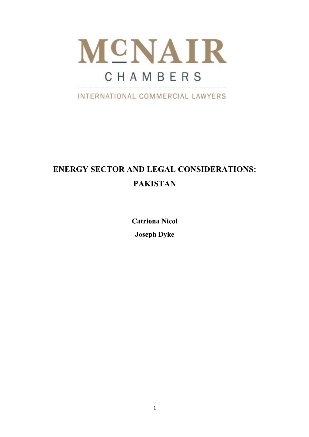 Energy Sector and Legal Considerations: Pakistan