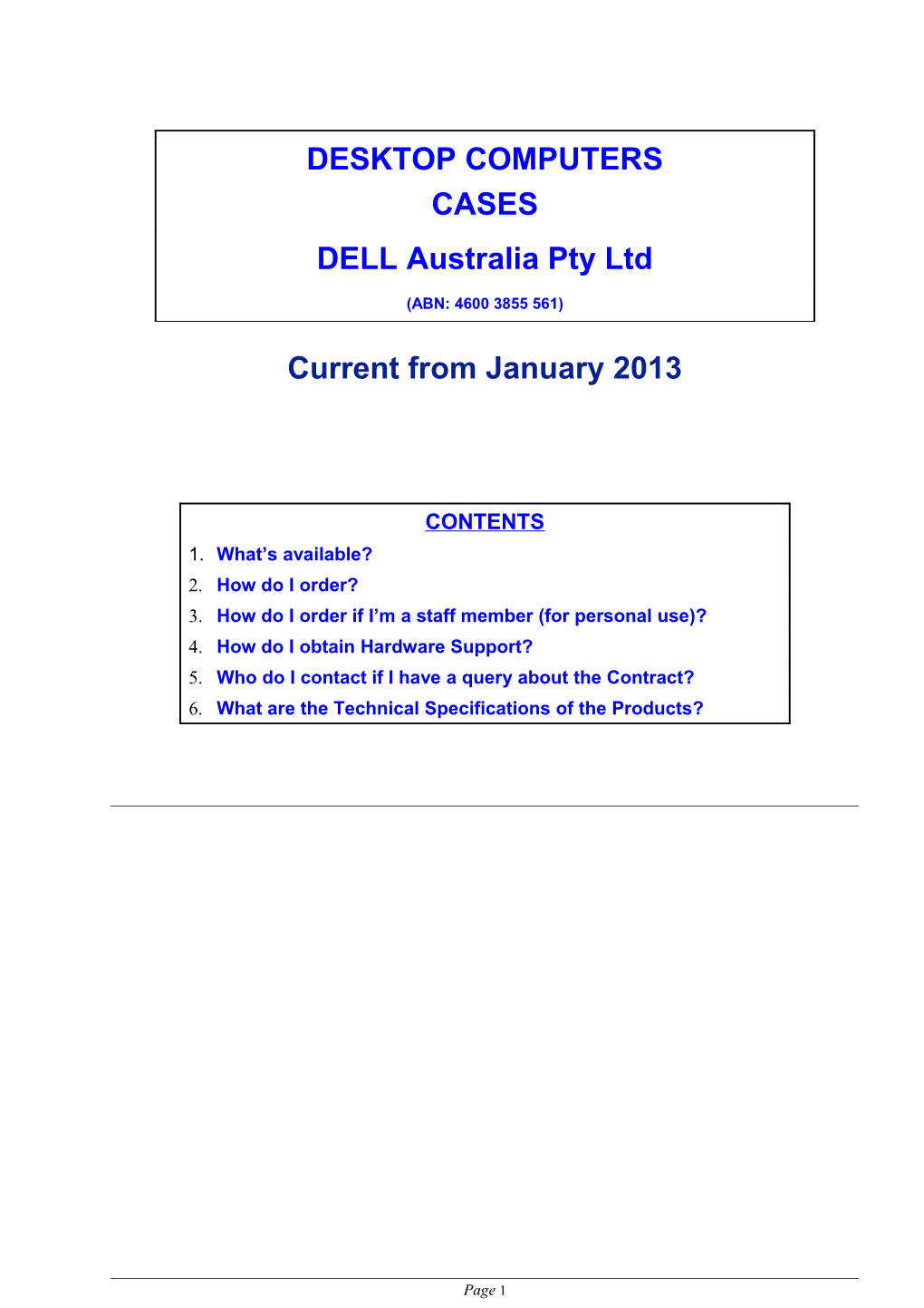 Dell Desktop Pricing Schedule: CASES Hardware