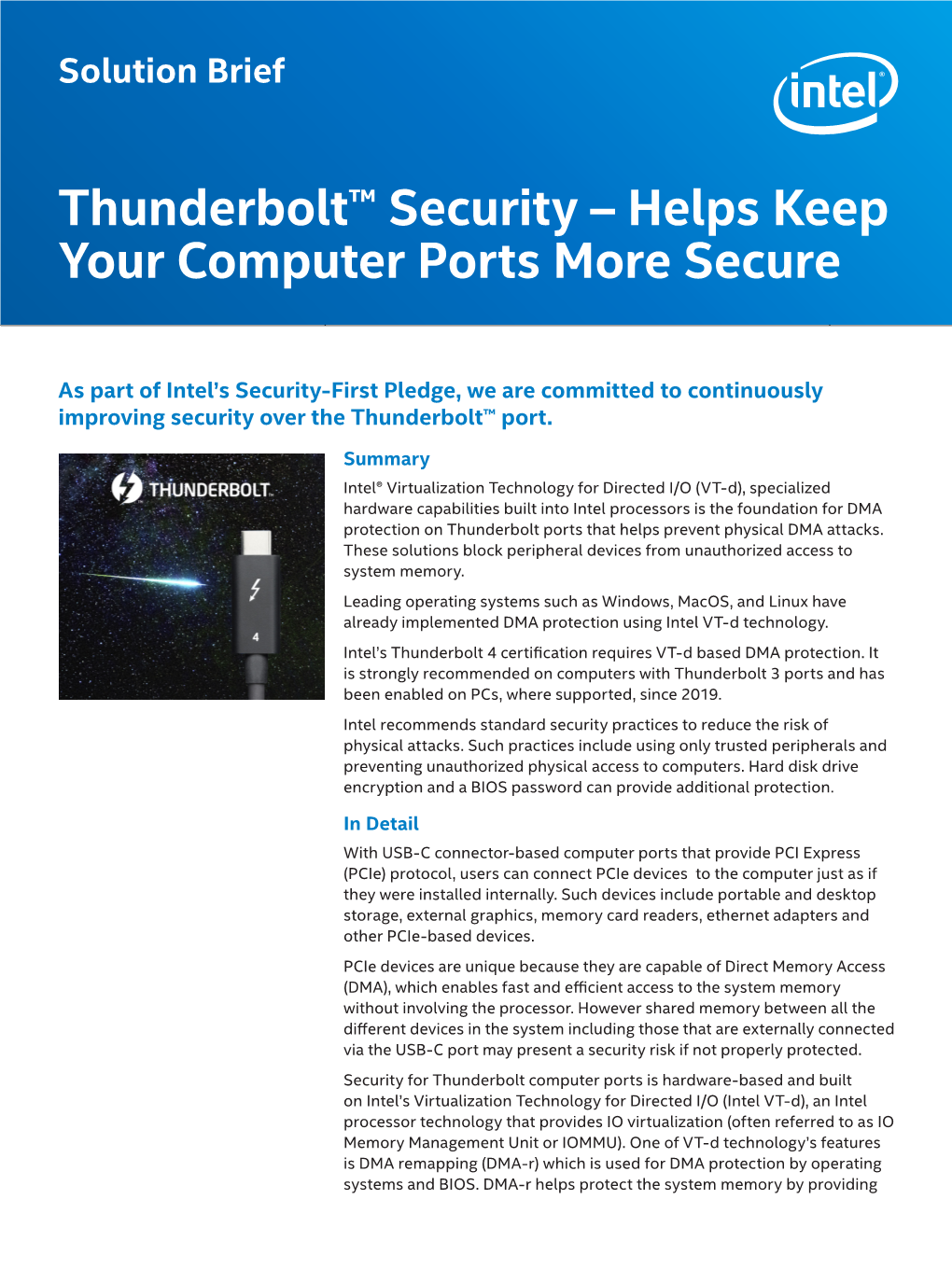 Thunderbolt™ Security – Helps Keep Your Computer Ports More Secure