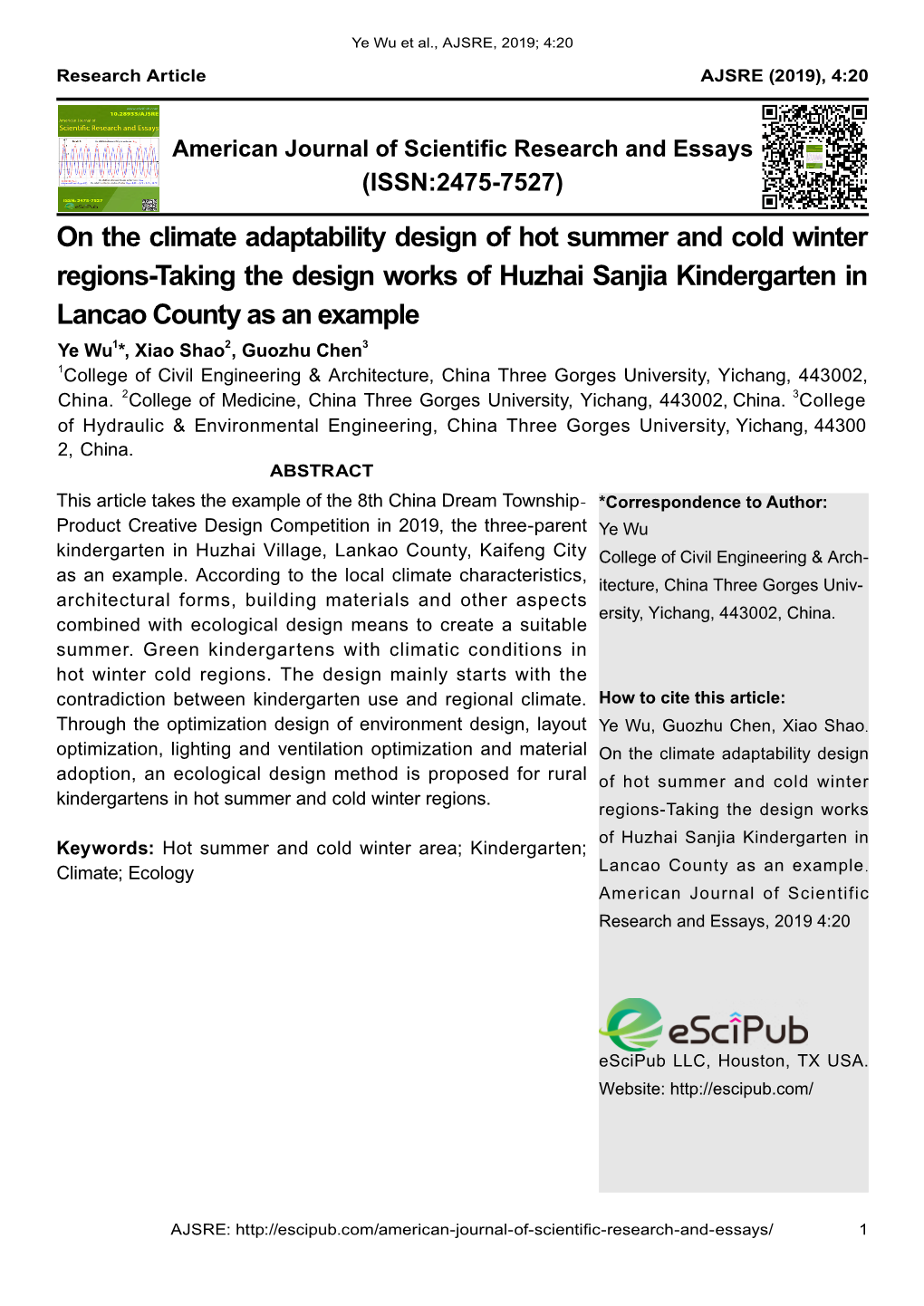 On the Climate Adaptability Design of Hot Summer and Cold Winter Regions