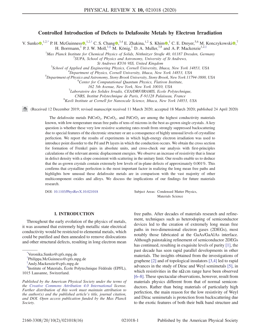 Controlled Introduction of Defects to Delafossite Metals by Electron Irradiation