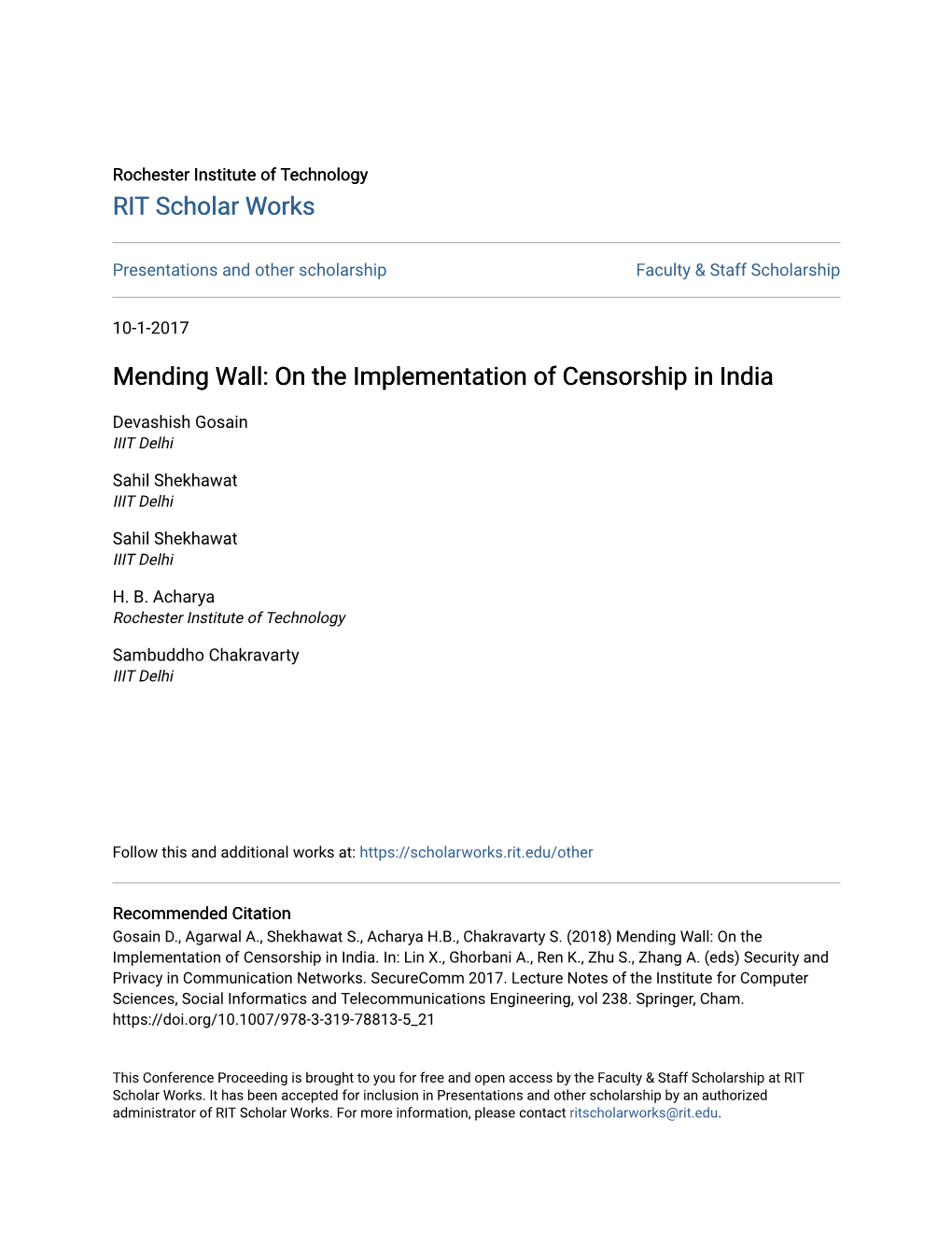 Mending Wall: on the Implementation of Censorship in India