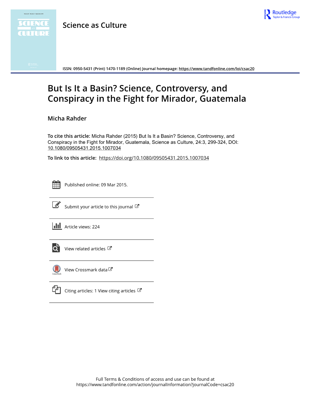 But Is It a Basin? Science, Controversy, and Conspiracy in the Fight for Mirador, Guatemala