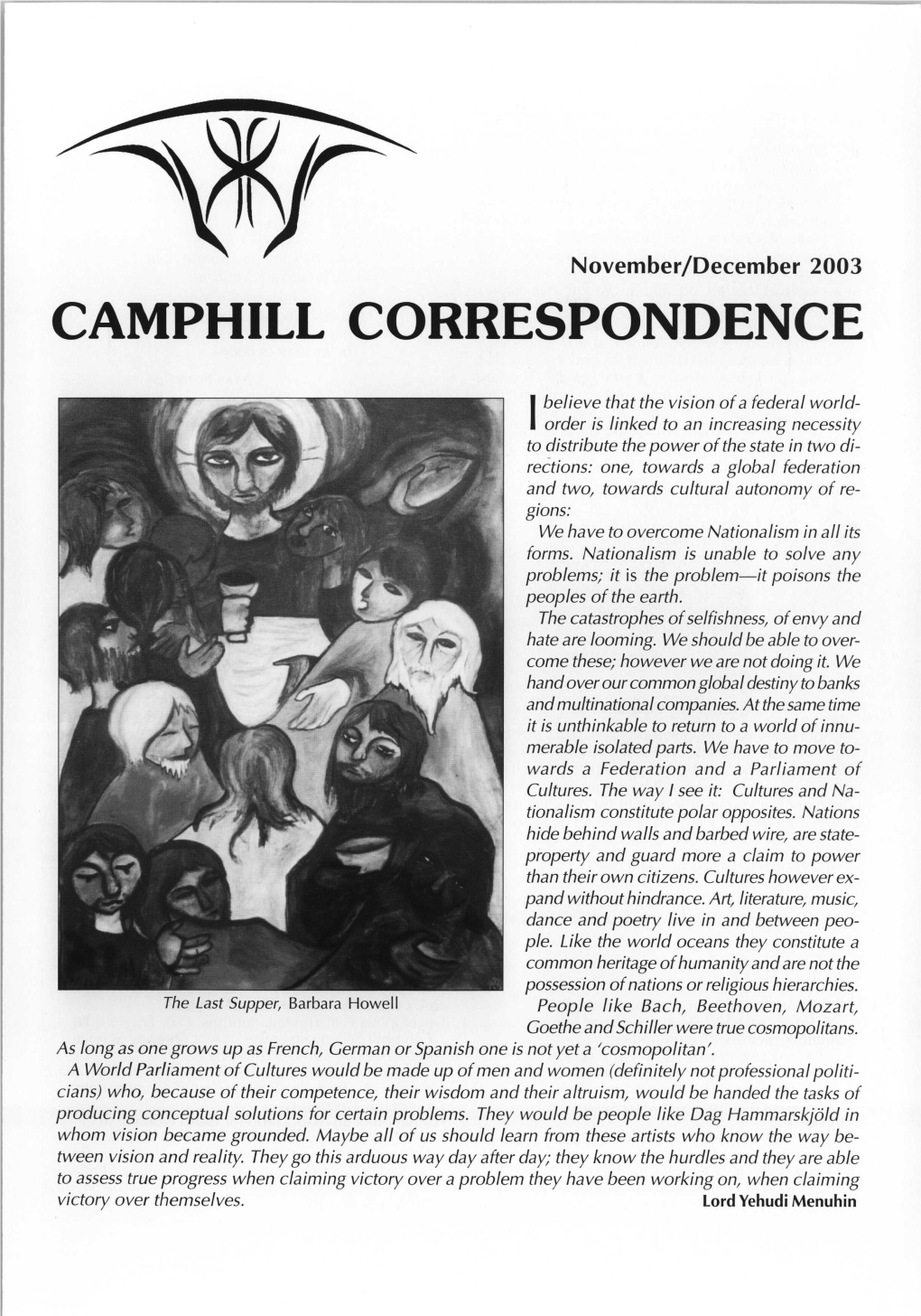 Camphill Correspondence November/December 2003