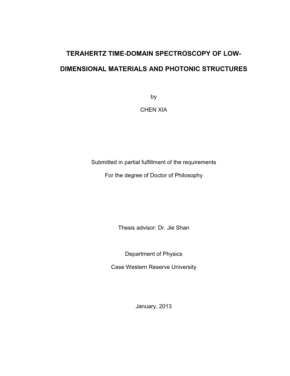 Terahertz Time-Domain Spectroscopy of Low
