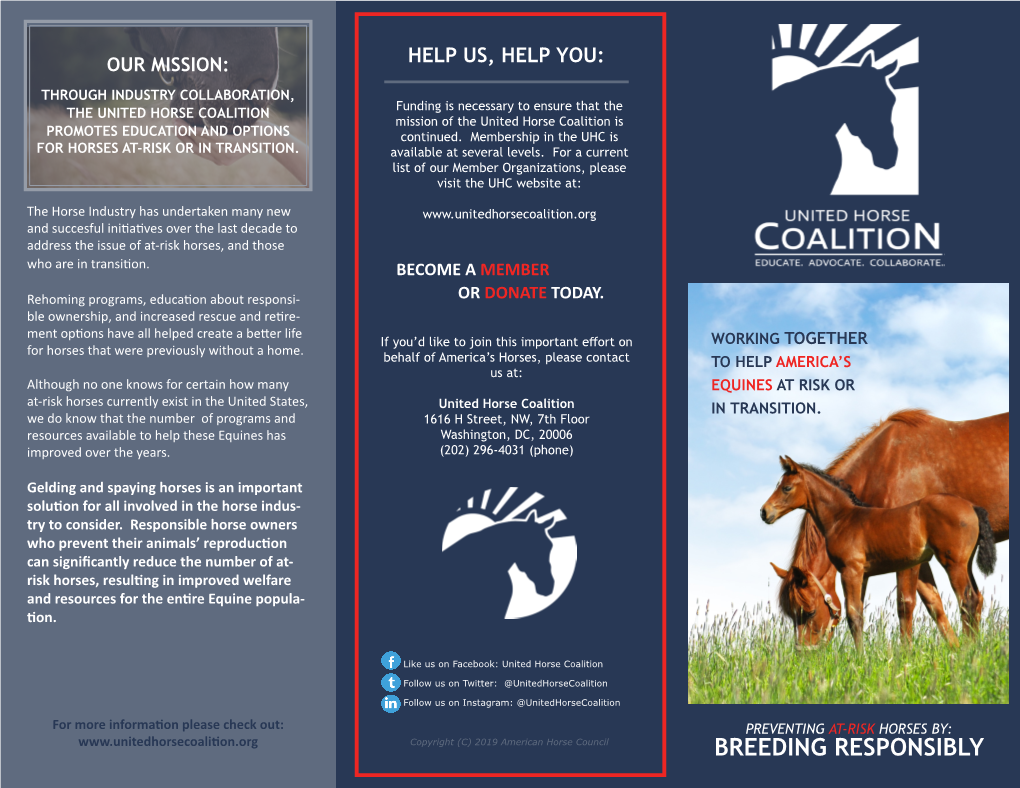 BREEDING RESPONSIBLY OWN RESPONSIBLY: Consider Gelding Or Spaying Your Horse! BREED RESPONSIBLY