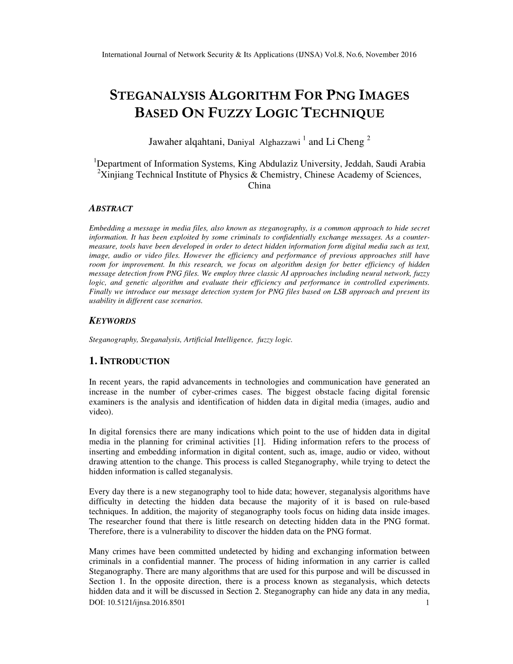 Steganalysis Algorithm for Png Images Based on Fuzzy Logic Technique