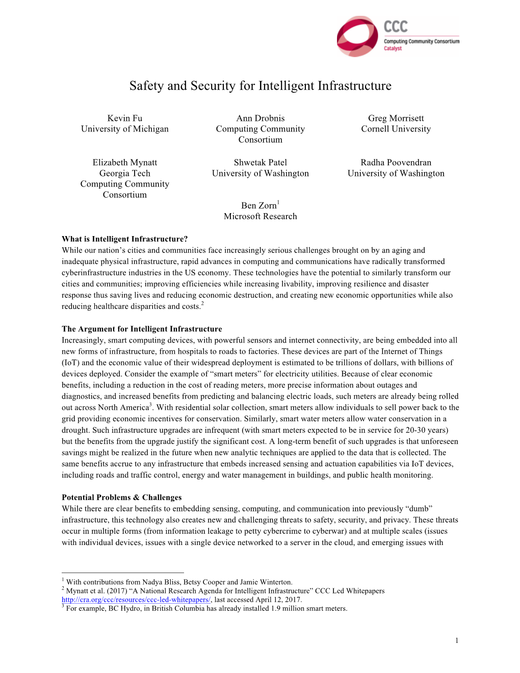 Safety and Security for Intelligent Infrastructure
