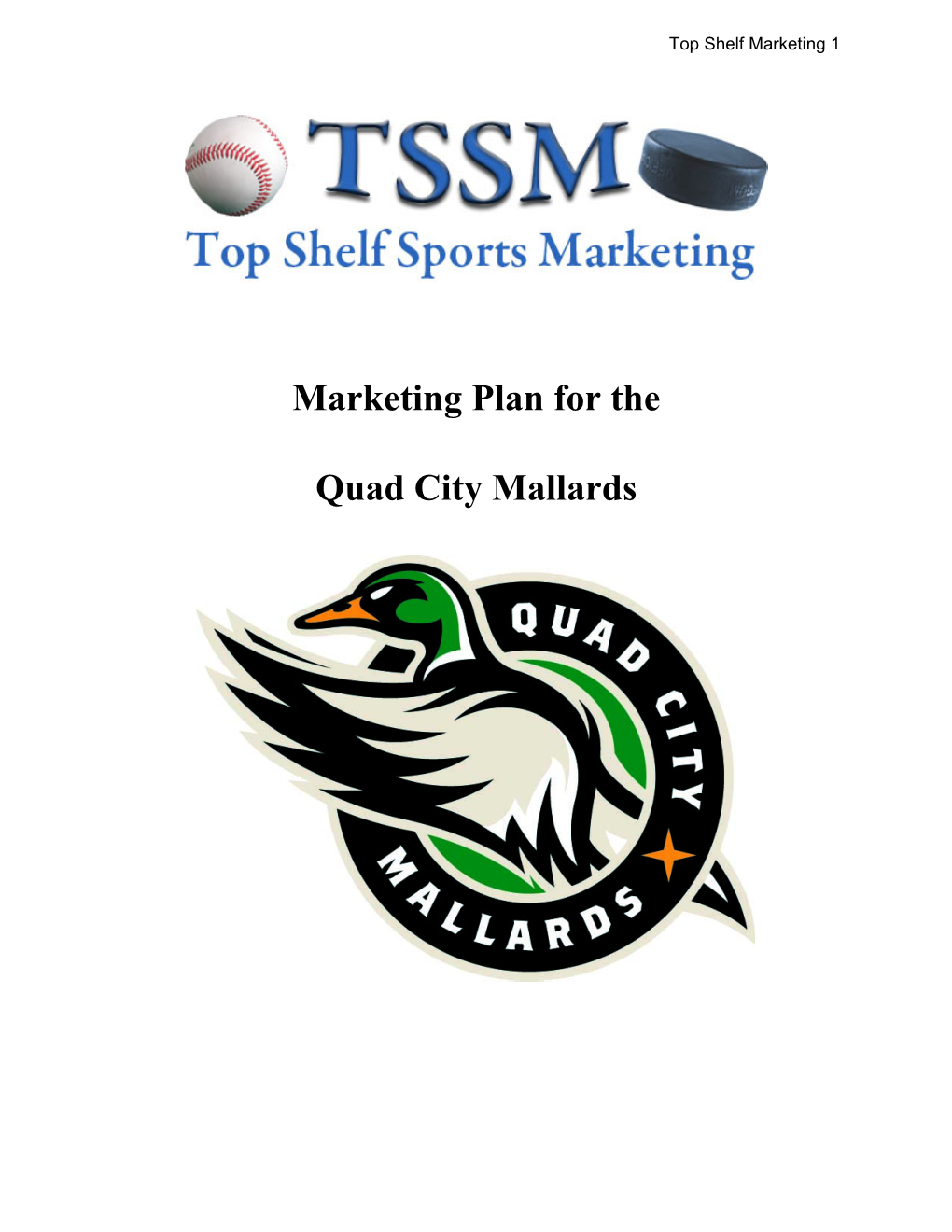 Marketing Plan for the Quad City Mallards