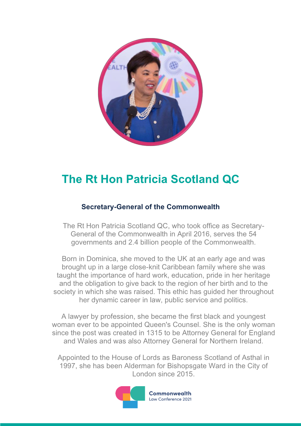 The Rt Hon Patricia Scotland QC