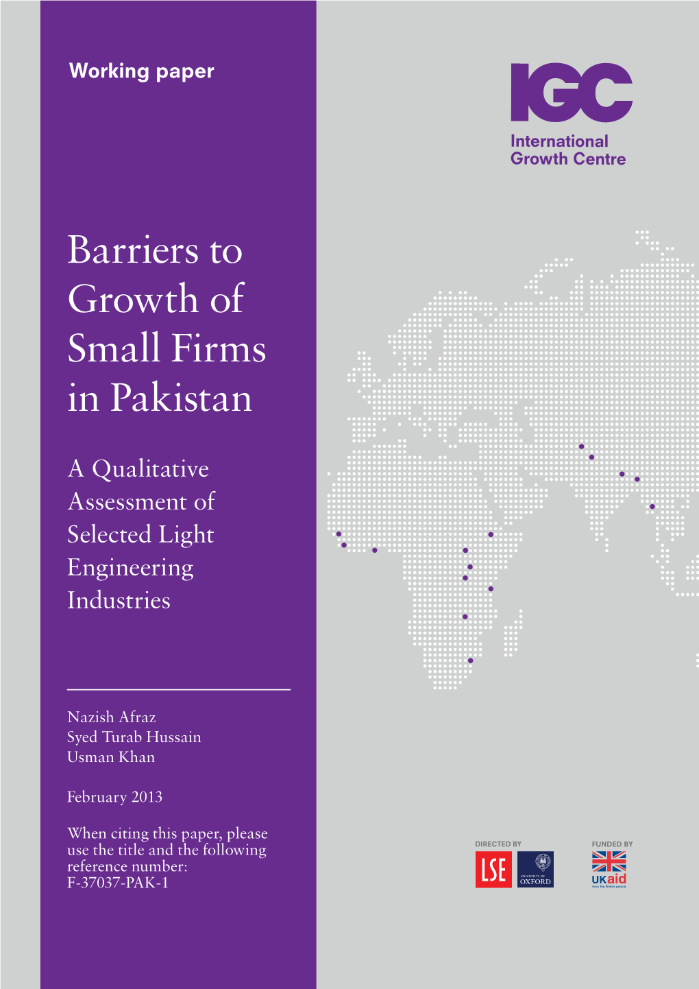 Barriers to Growth of Small Firms in Pakistan