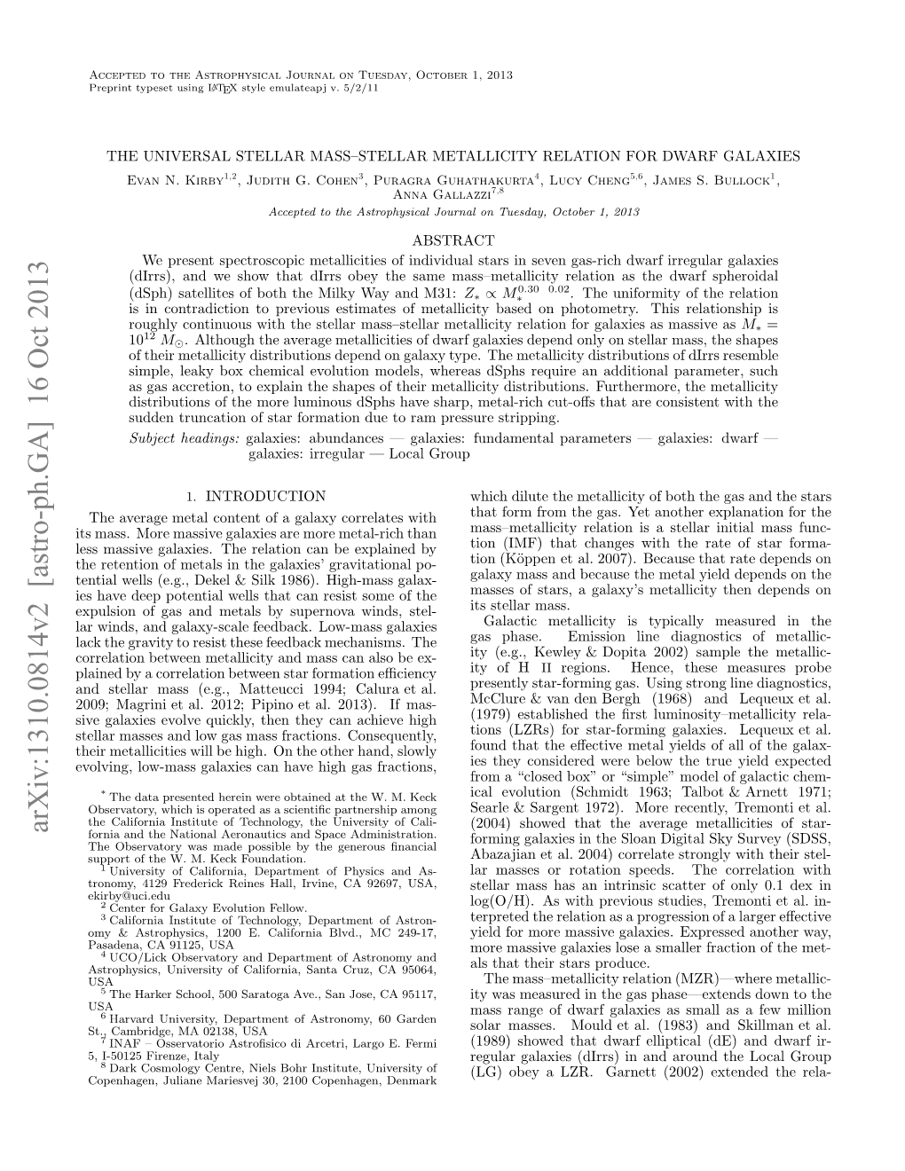 The Universal Stellar Mass-Stellar Metallicity Relation for Dwarf Galaxies