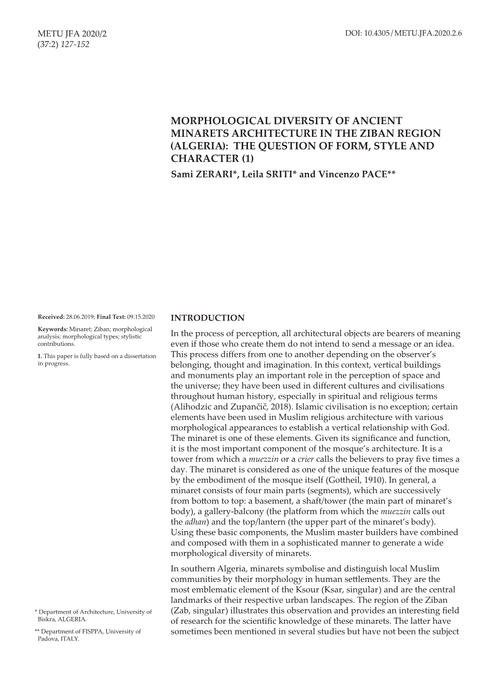 Morphological Diversity of Ancient Minarets