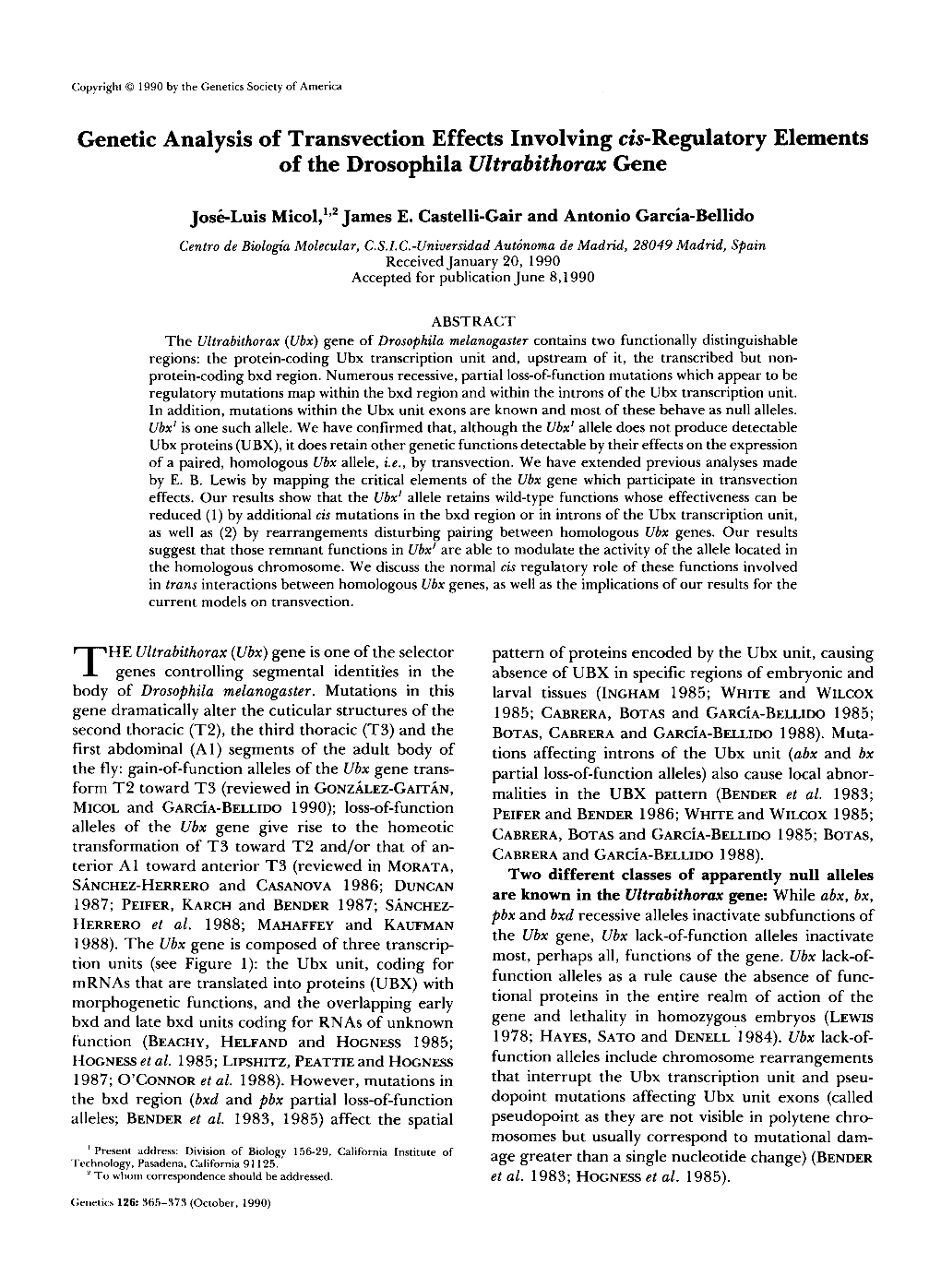 Genetic Analysis of Transvection Effects Involving &Regulatory