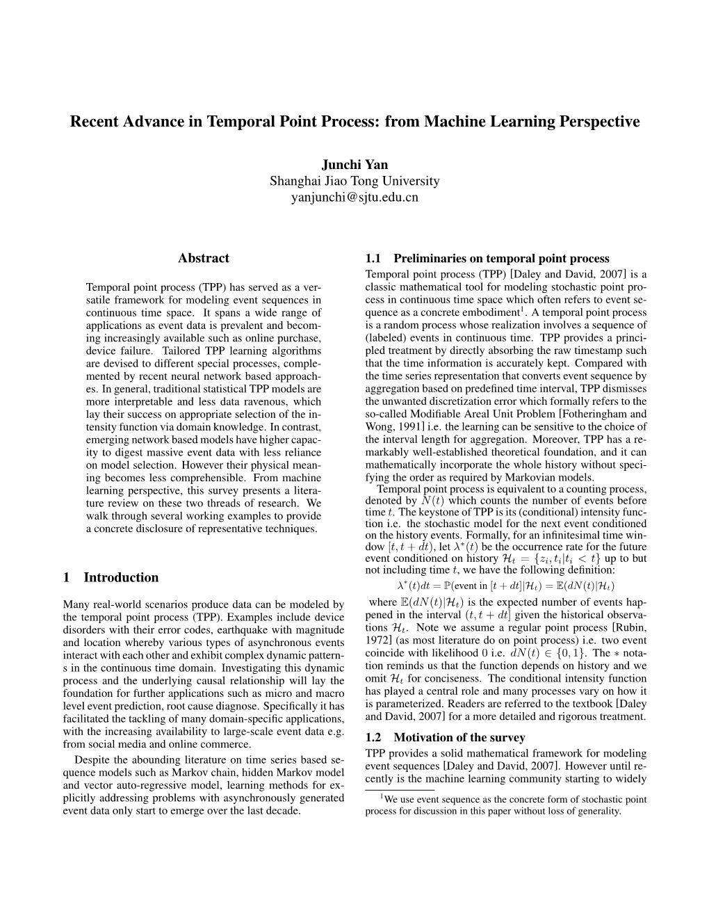 Recent Advance in Temporal Point Process: from Machine Learning Perspective