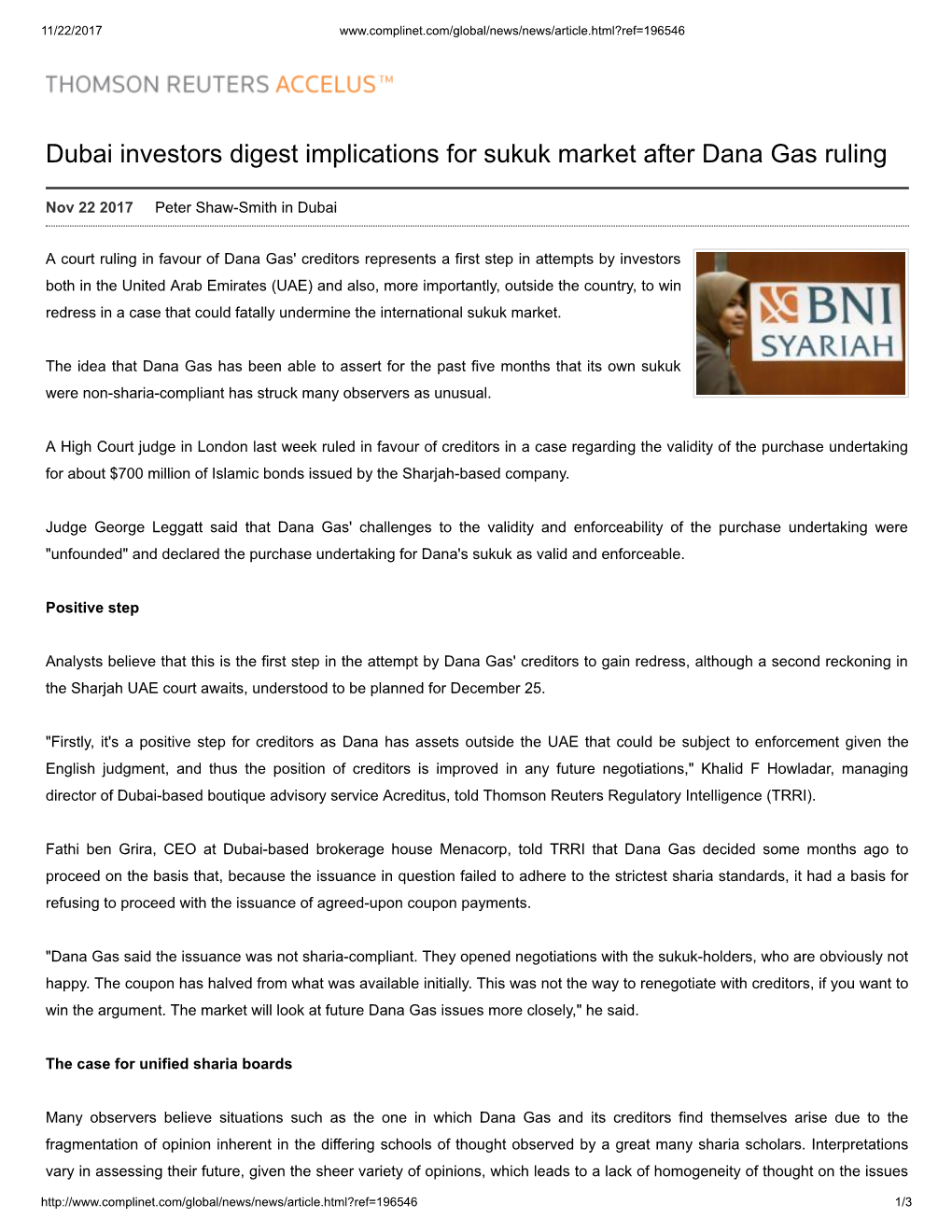 Dubai Investors Digest Implications for Sukuk Market After Dana Gas Ruling