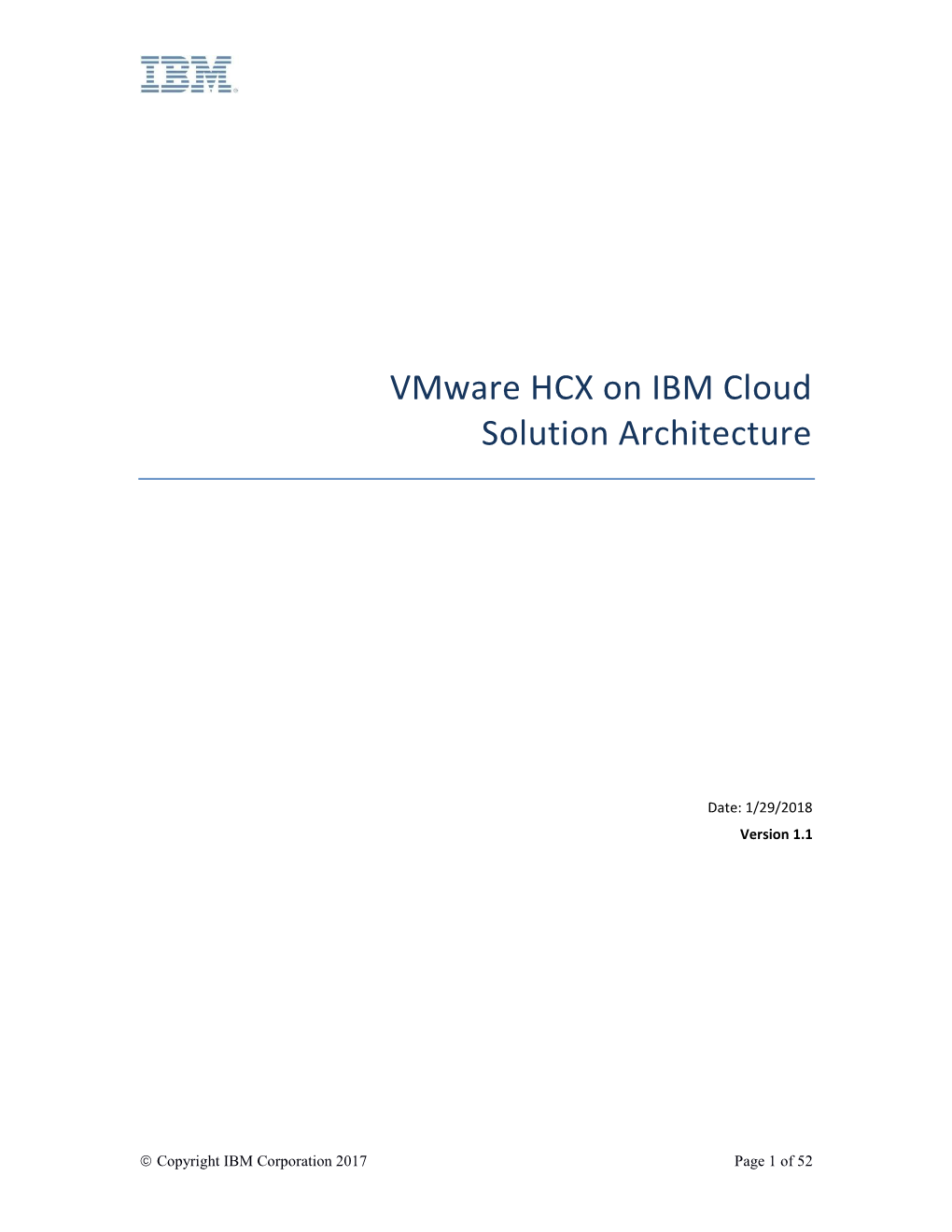Vmware HCX on IBM Cloud Solution Architecture
