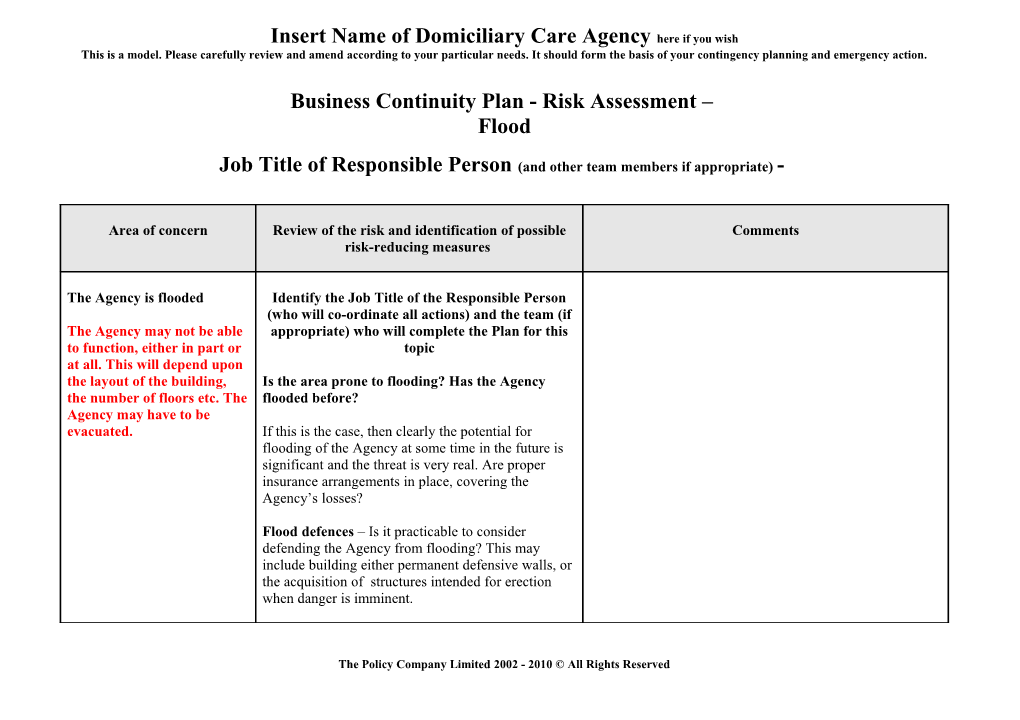 BCP Risk Assessment