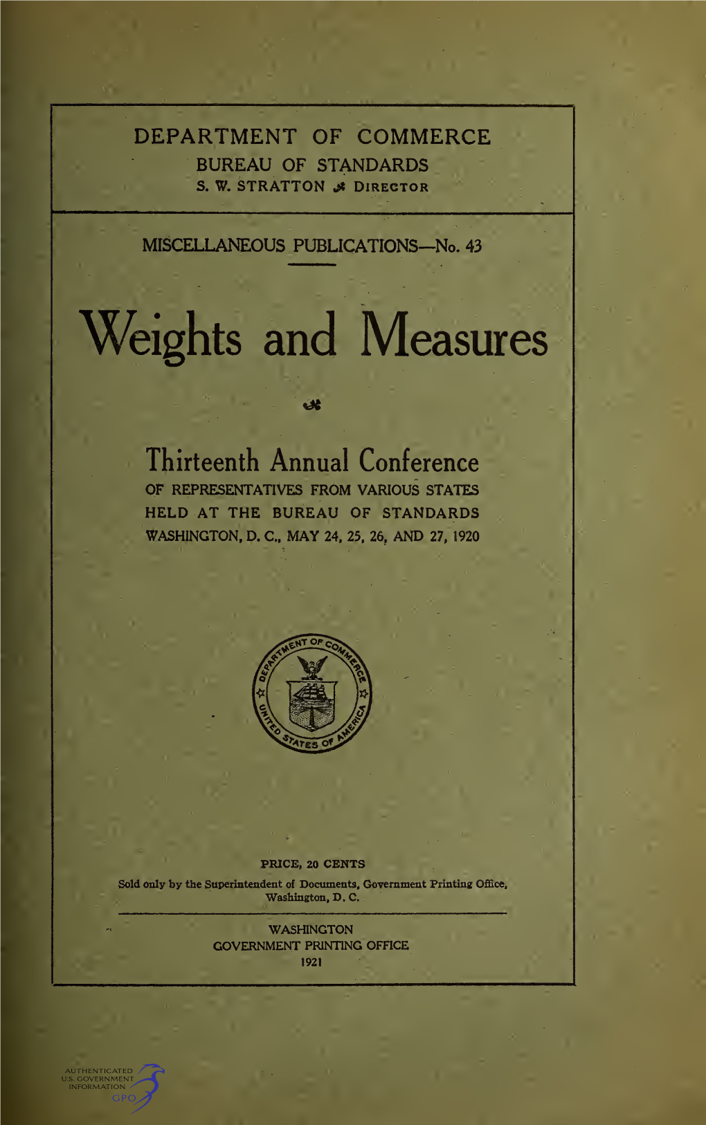 Weights and Measures Thirteenth Annual Conference