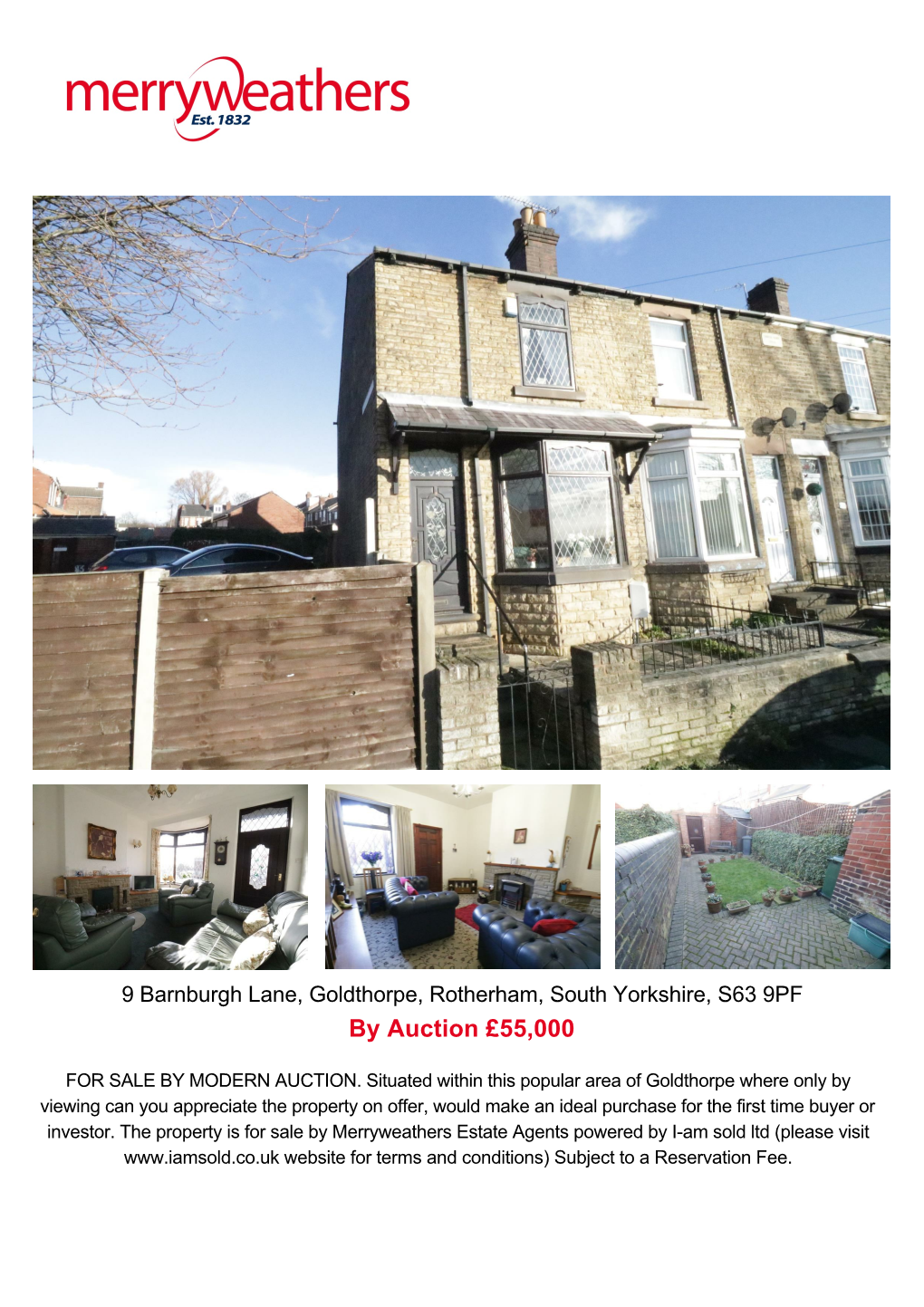 Barnburgh Lane, Goldthorpe, Rotherham, South Yorkshire, S63 9PF by Auction £55,000