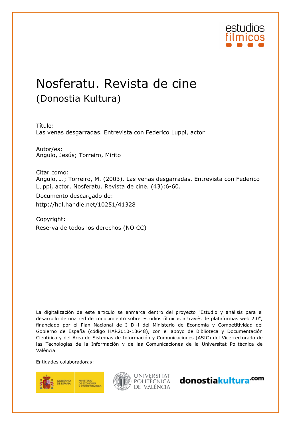 Nosferatu. Revista De Cine (Donostia Kultura)