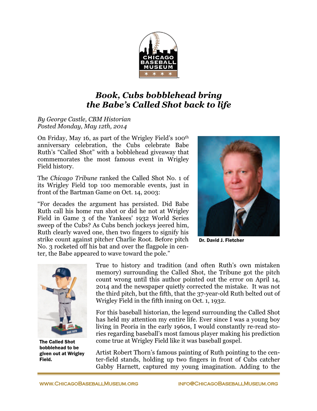 Book, Cubs Bobblehead Bring the Babe's