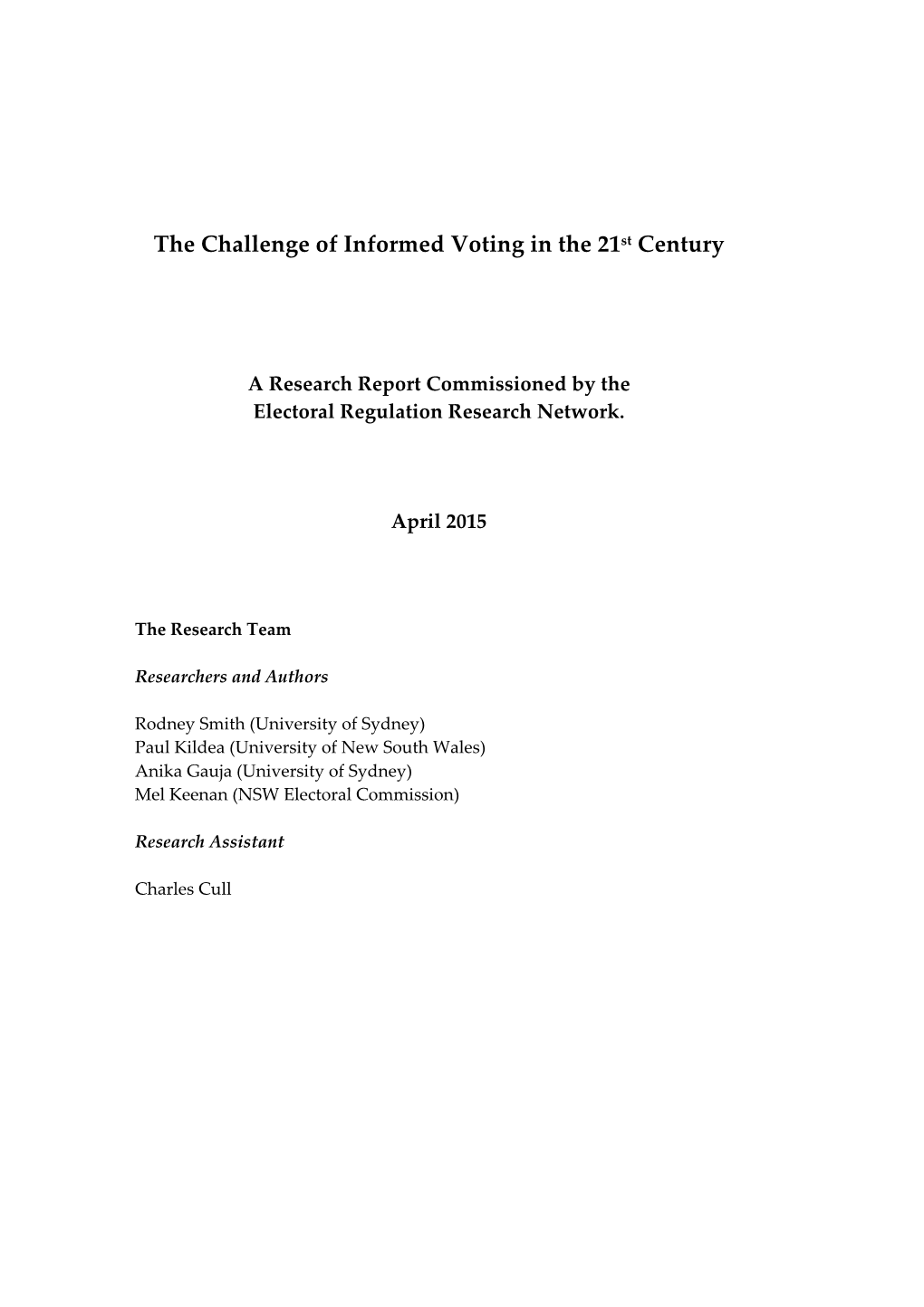 The Challenge of Informed Voting Final Report