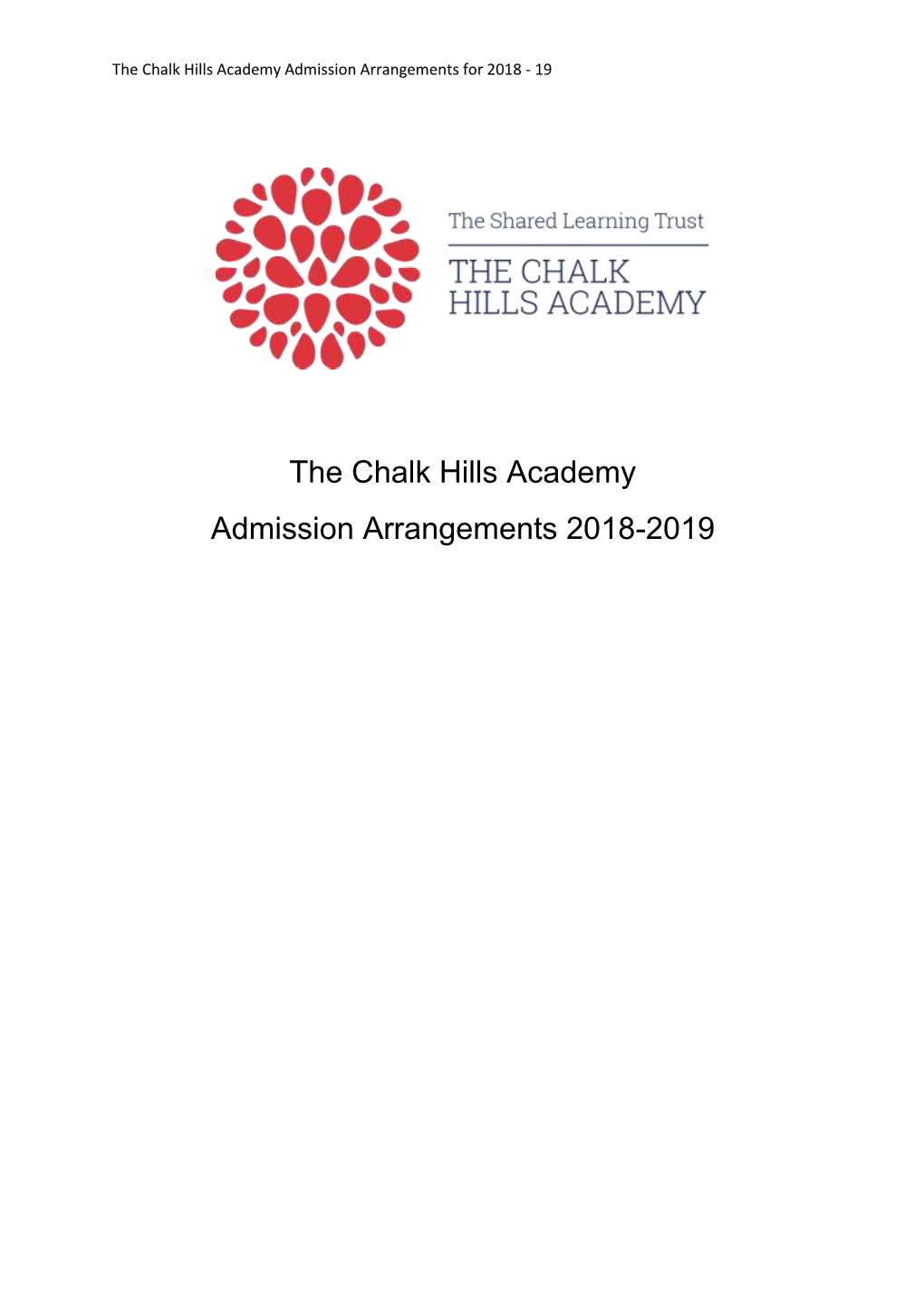 The Chalk Hills Academy Admission Arrangements 2018-2019