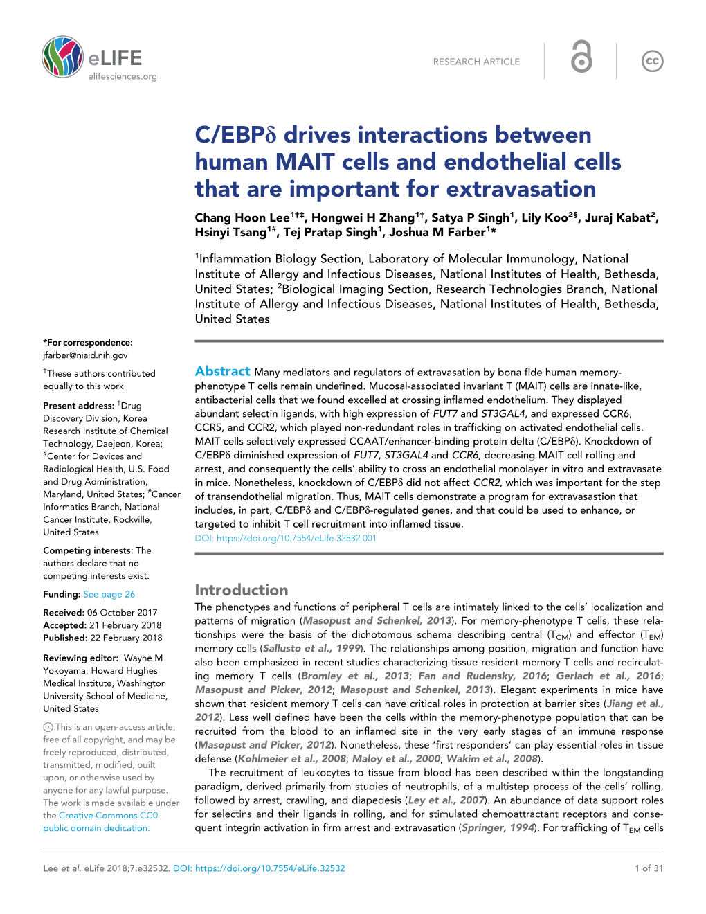 C/Ebpd Drives Interactions Between Human MAIT Cells and Endothelial